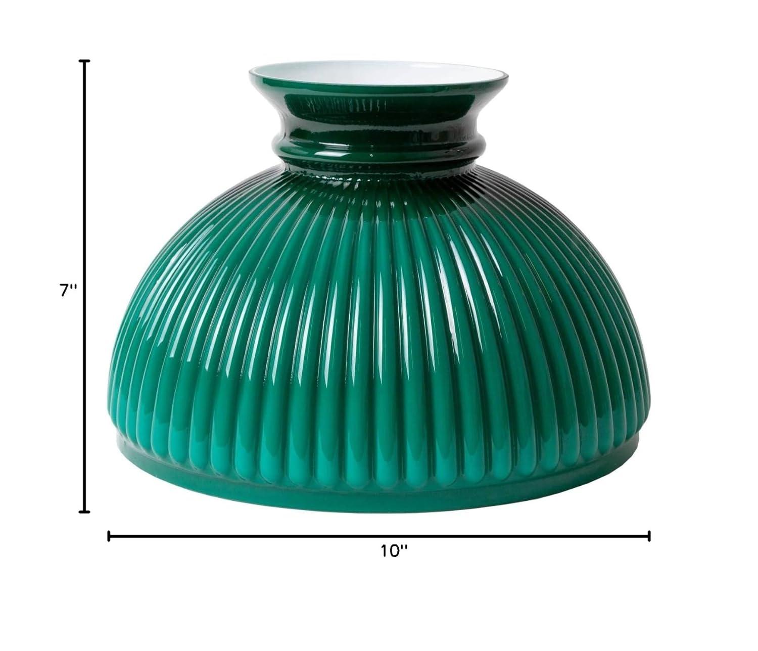 Aladdin Green Ribbed Glass Oil Lamp Shade, Elegant Vintage-Style Shade for Oil Lamps, Fits Aladdin Lamps, Adds Warmth and Charm to Home Decor, 10 inch