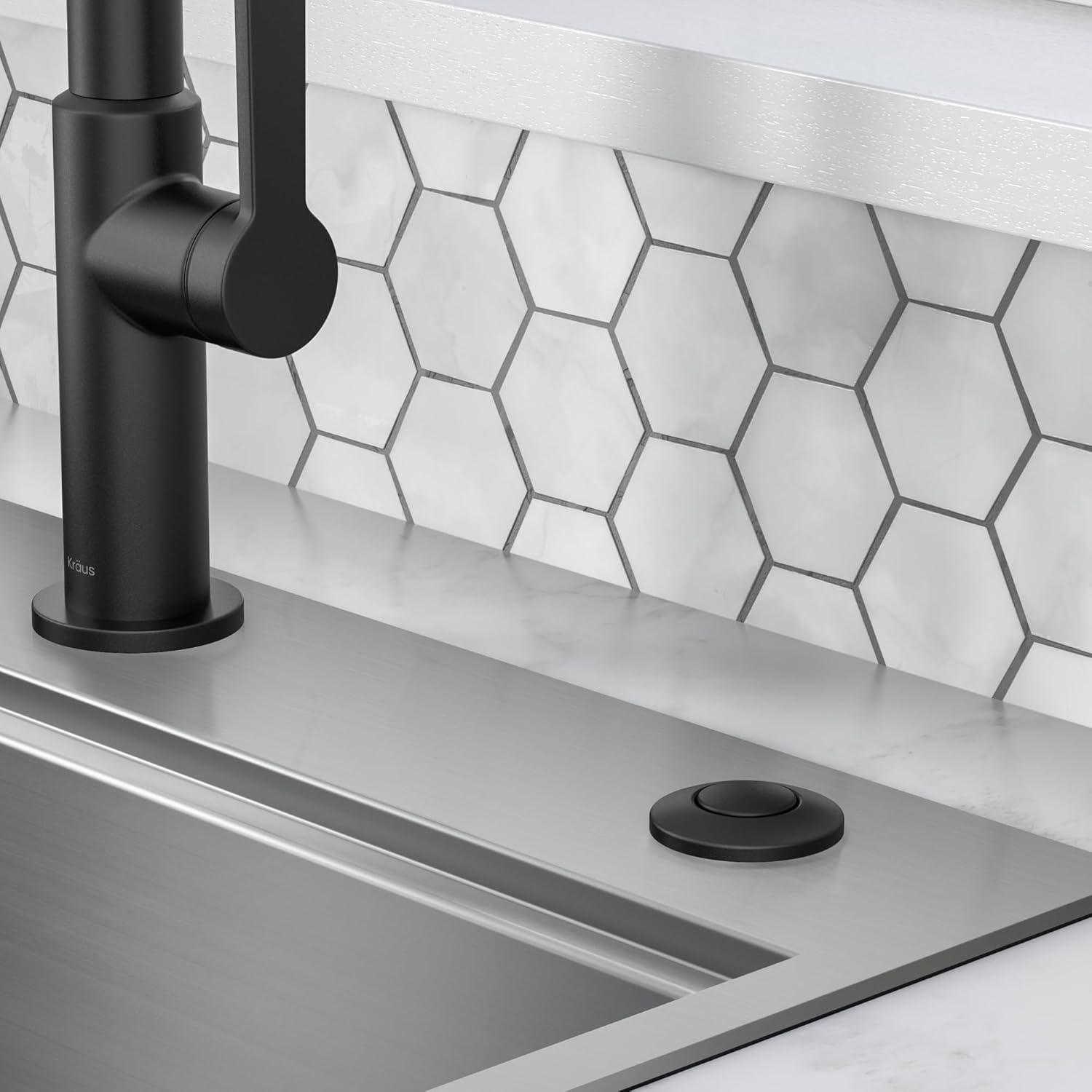 Kraus KRAUS Garbage Disposal Air Switch Kit with Push Button, AC Adapter, Power Cord, and Air Tube Included