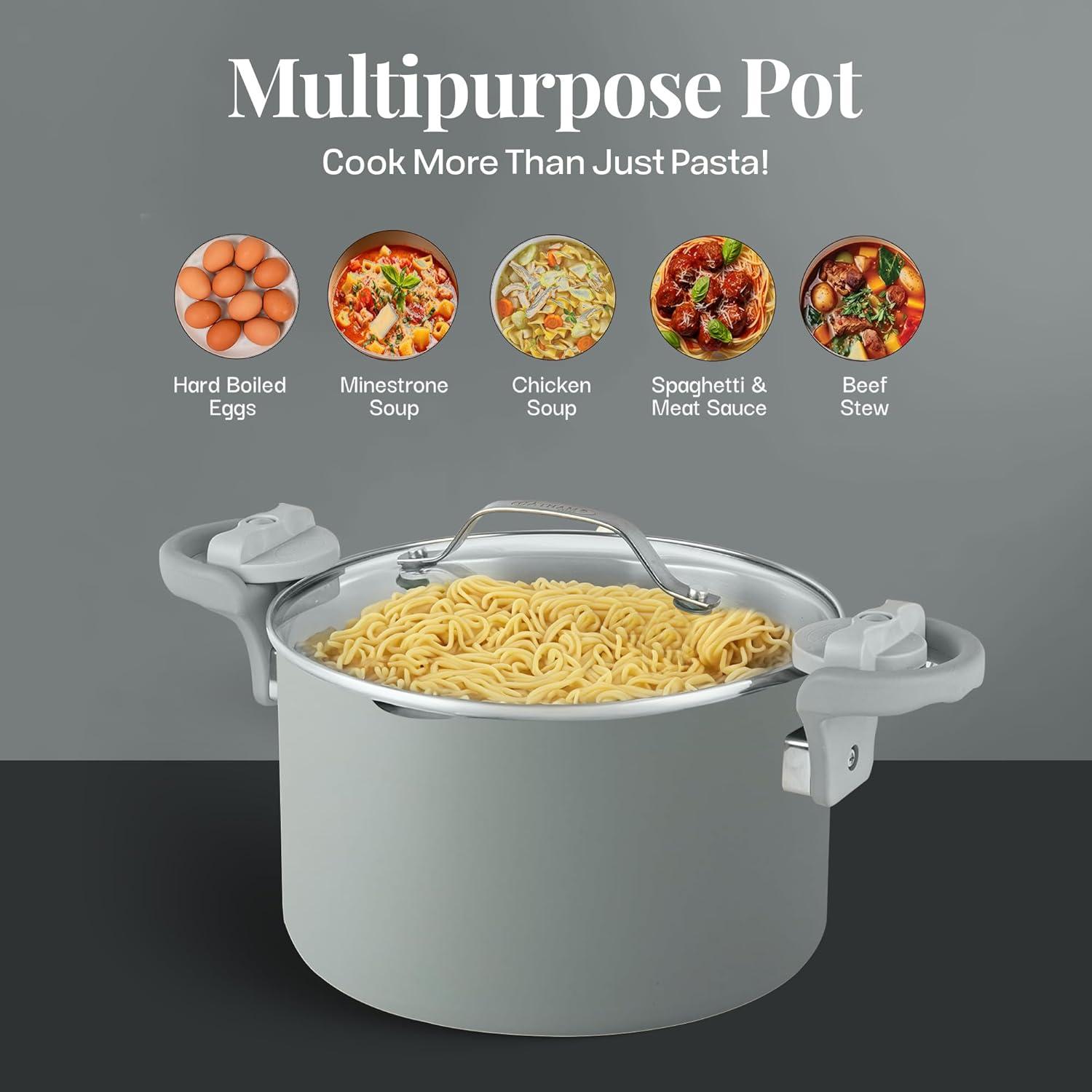 Gotham Steel Gotham Steel Stock Multipurpose Pasta Pot with Strainer Lid & Twist and Lock Handles