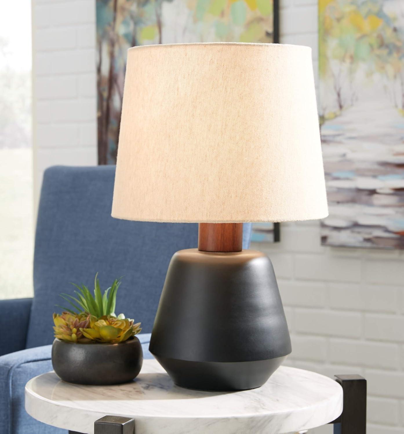 Contemporary Black and Brown Metal Table Lamp Set