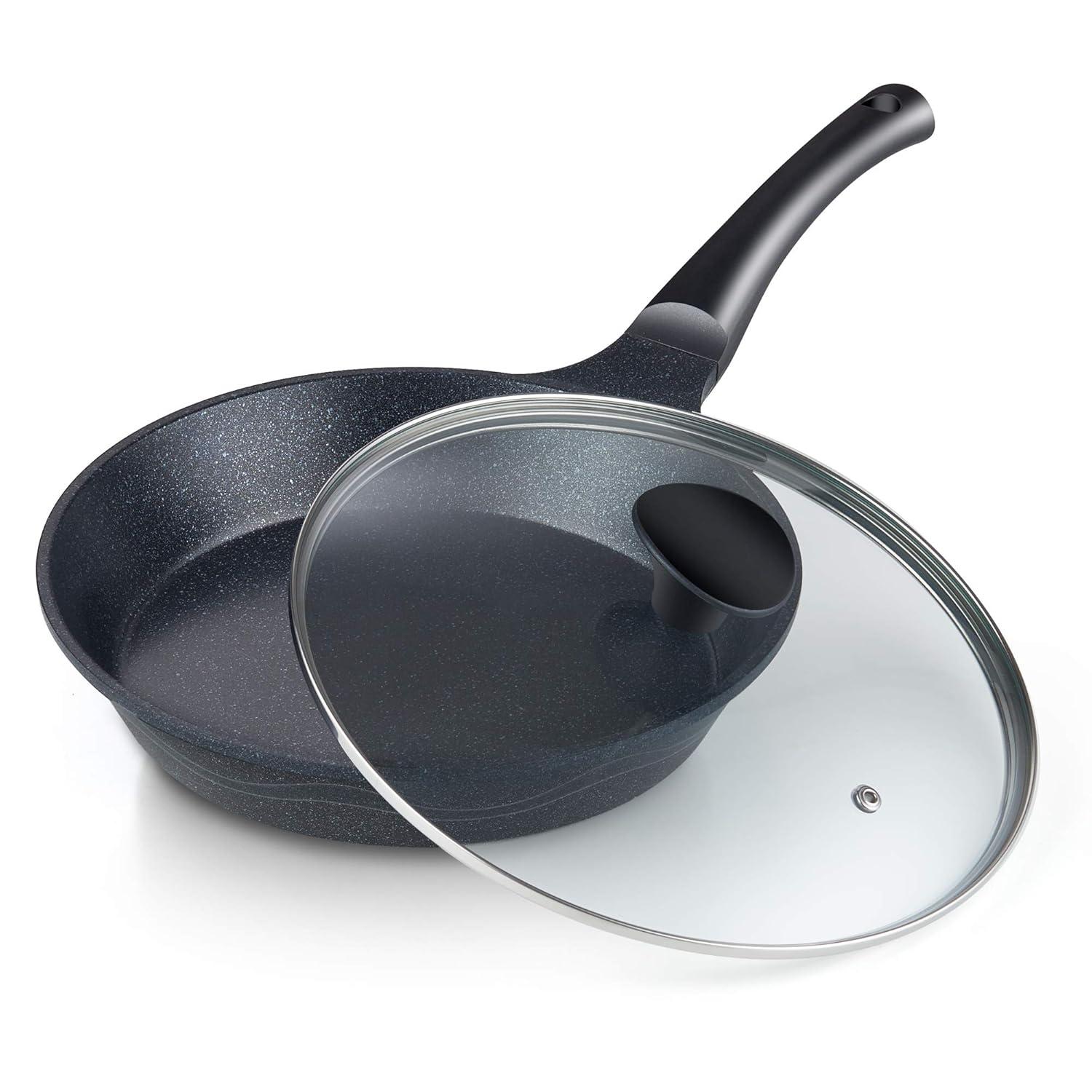 Cook N Home Cook N Home Marble Nonstick Frying Pan with Glass Lid