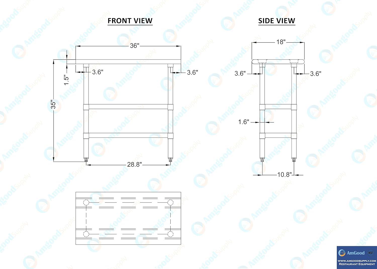 Stainless Steel Work Table with 2 Shelves