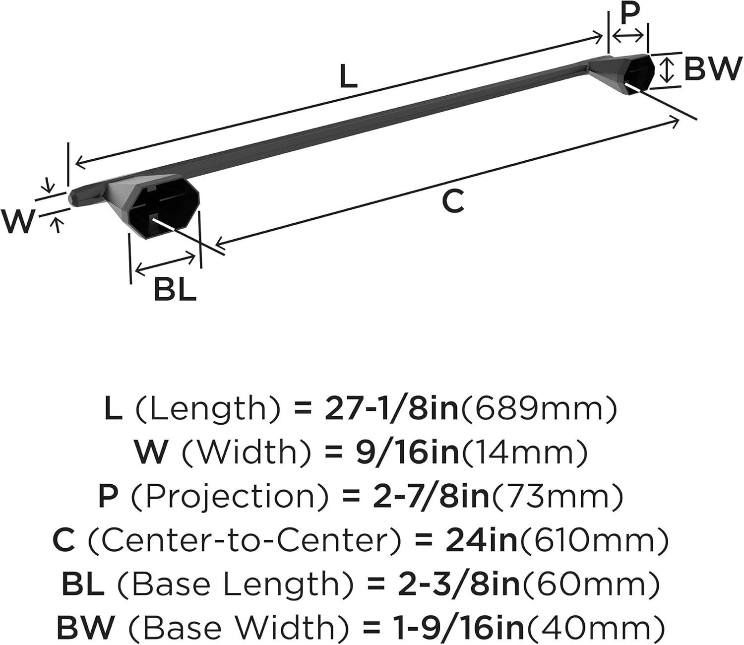 Amerock St. Vincent Matte Black 24 inch (610mm) Towel Bar