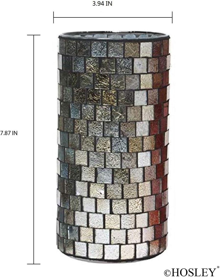 Silver and Gold Mosaic Glass Tea Light Candle Holder