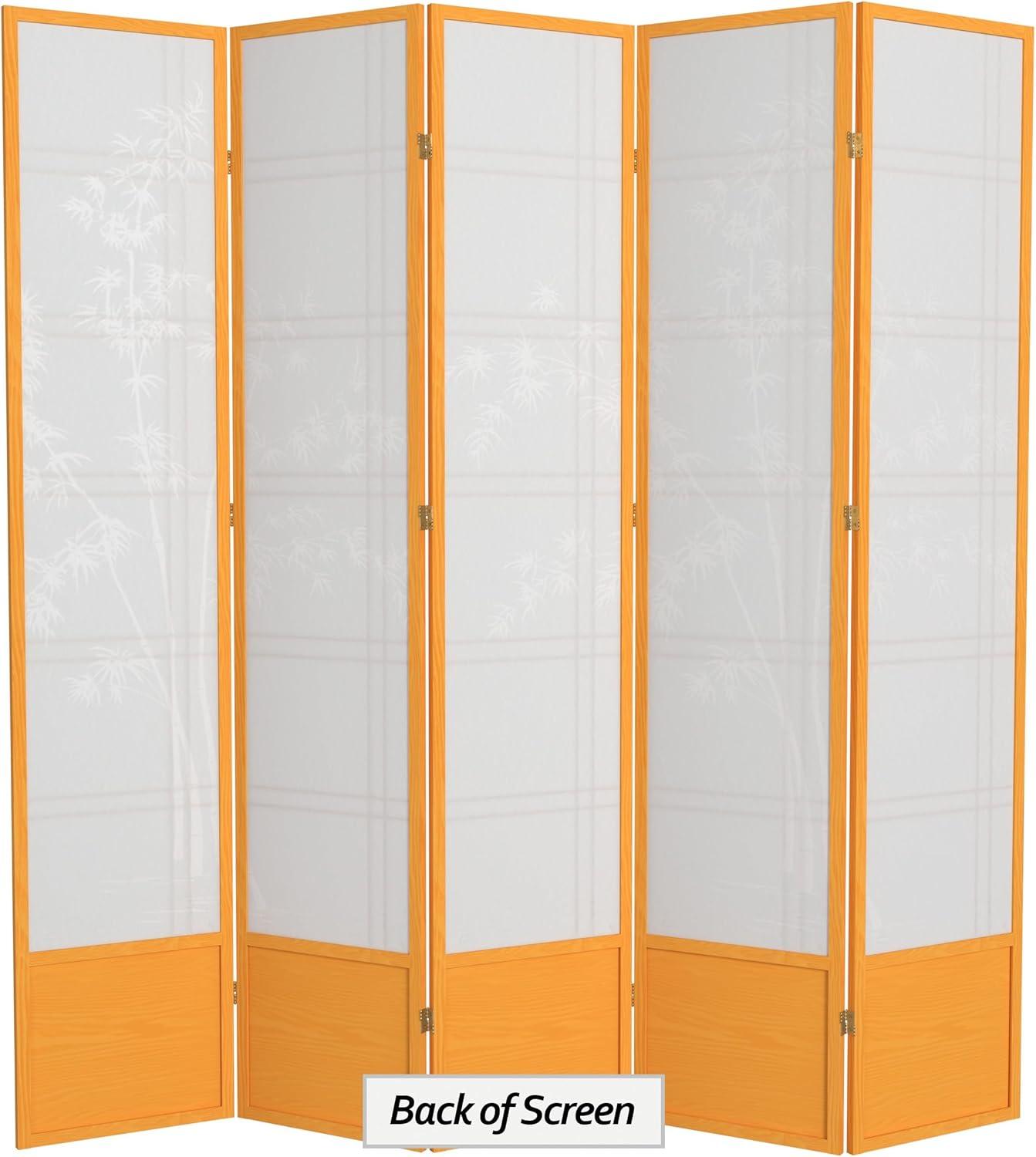 7 ft. Tall Bamboo Tree Shoji Screen - Honey (5 Panels): Oriental Furniture, Hardwood Frame, Metal Hardware