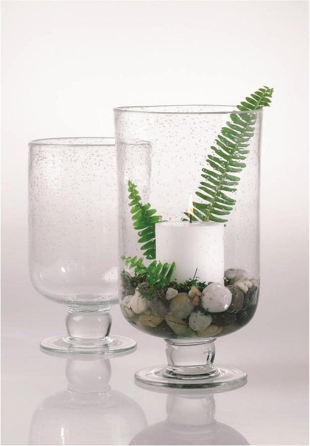 Clear Bubble Glass Hurricane Candle Holder, Medium