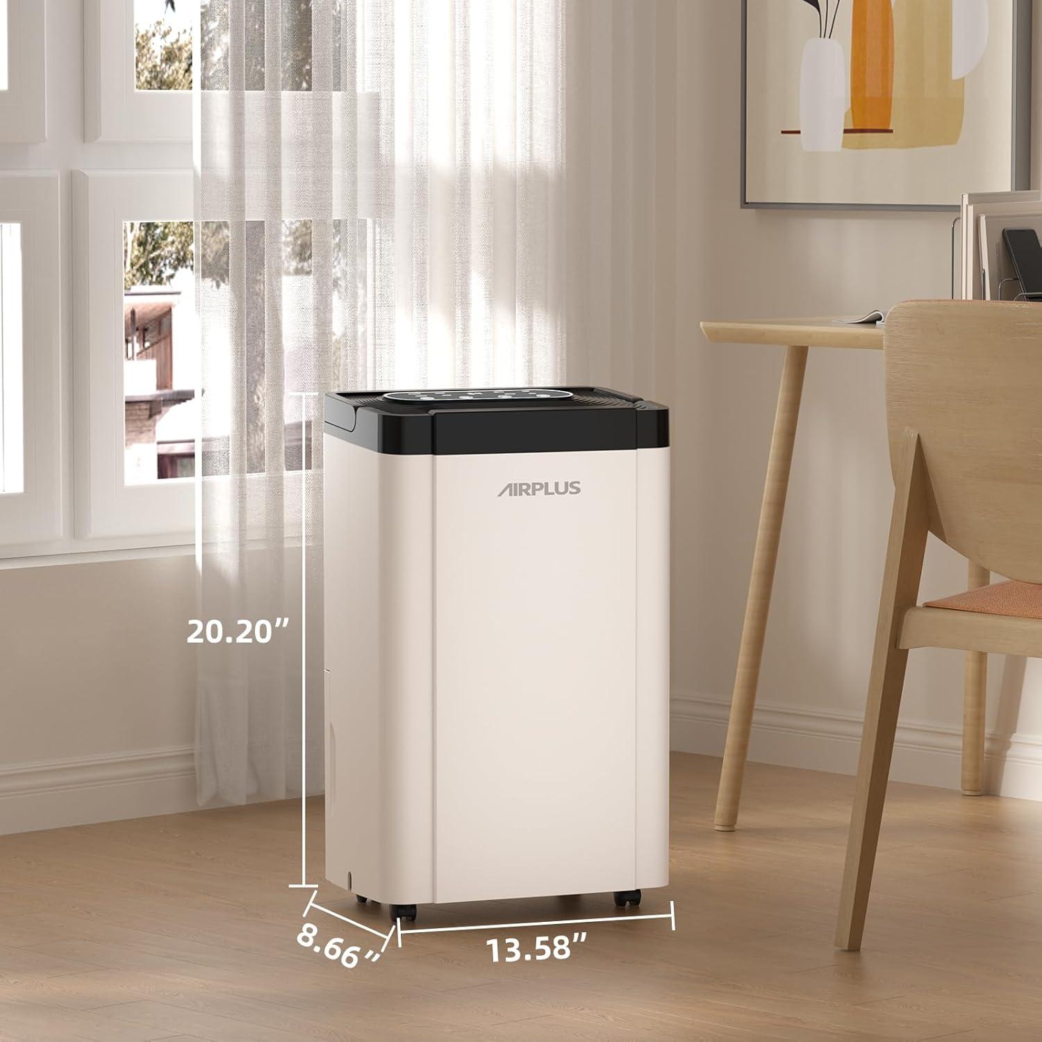 White 70-Pint Portable Dehumidifier with Drain Hose