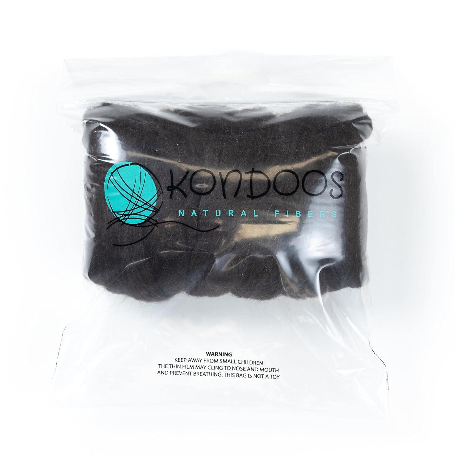 Natural Wool roving, 8 OZ. Best core Wool for Needle,Wet Felting, handcrafts and Spinning. Natural Colors Bulk Yarn un-Dyed. (Dark Chocolate, 8 oz)