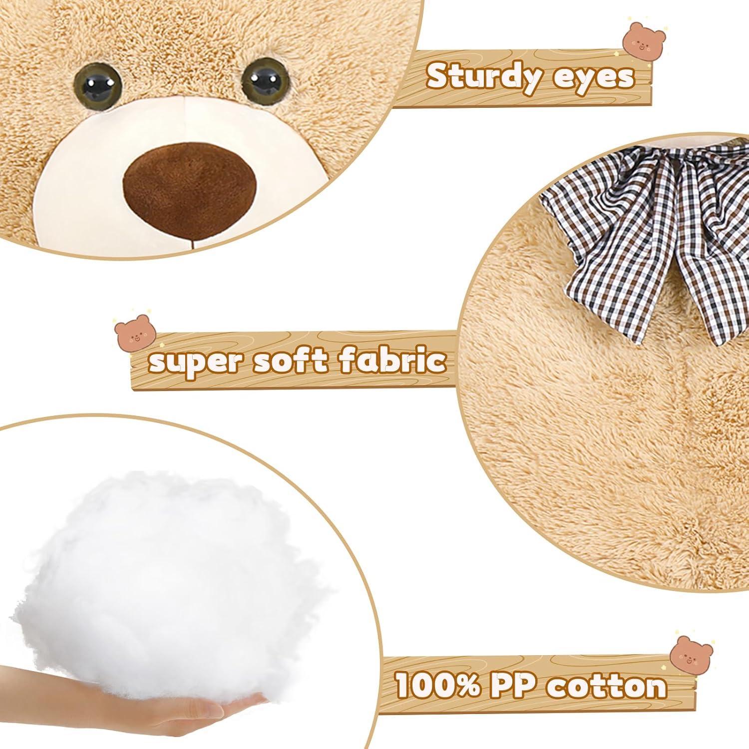 Giant Teddy Bear Plush Stuffed Animals for Girlfriend or Kids 47 Inch, (Light Brown)