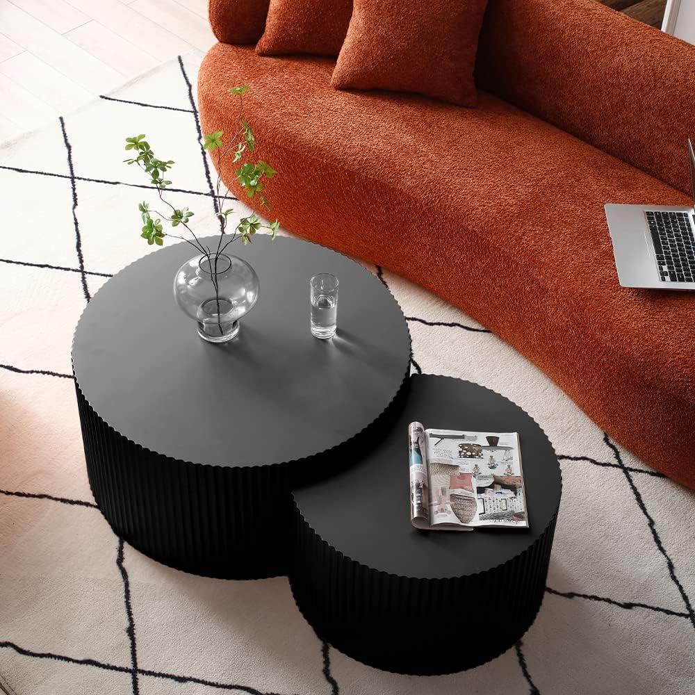Williamspace Nesting Coffee Table Set, Modern Luxury, 2 Pieces, Black