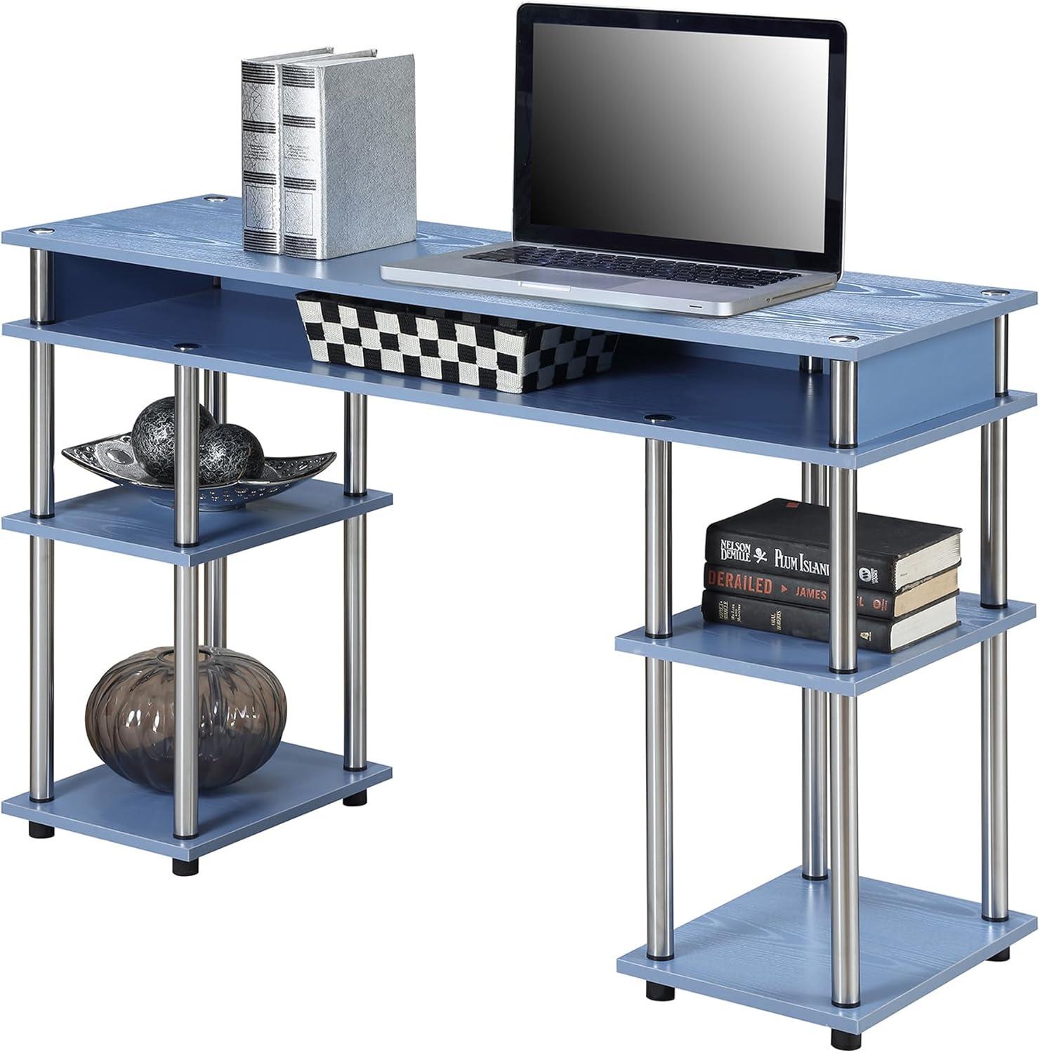 Convenience Concepts Designs2Go No-Tools Student Desk in Blue Wood Finish