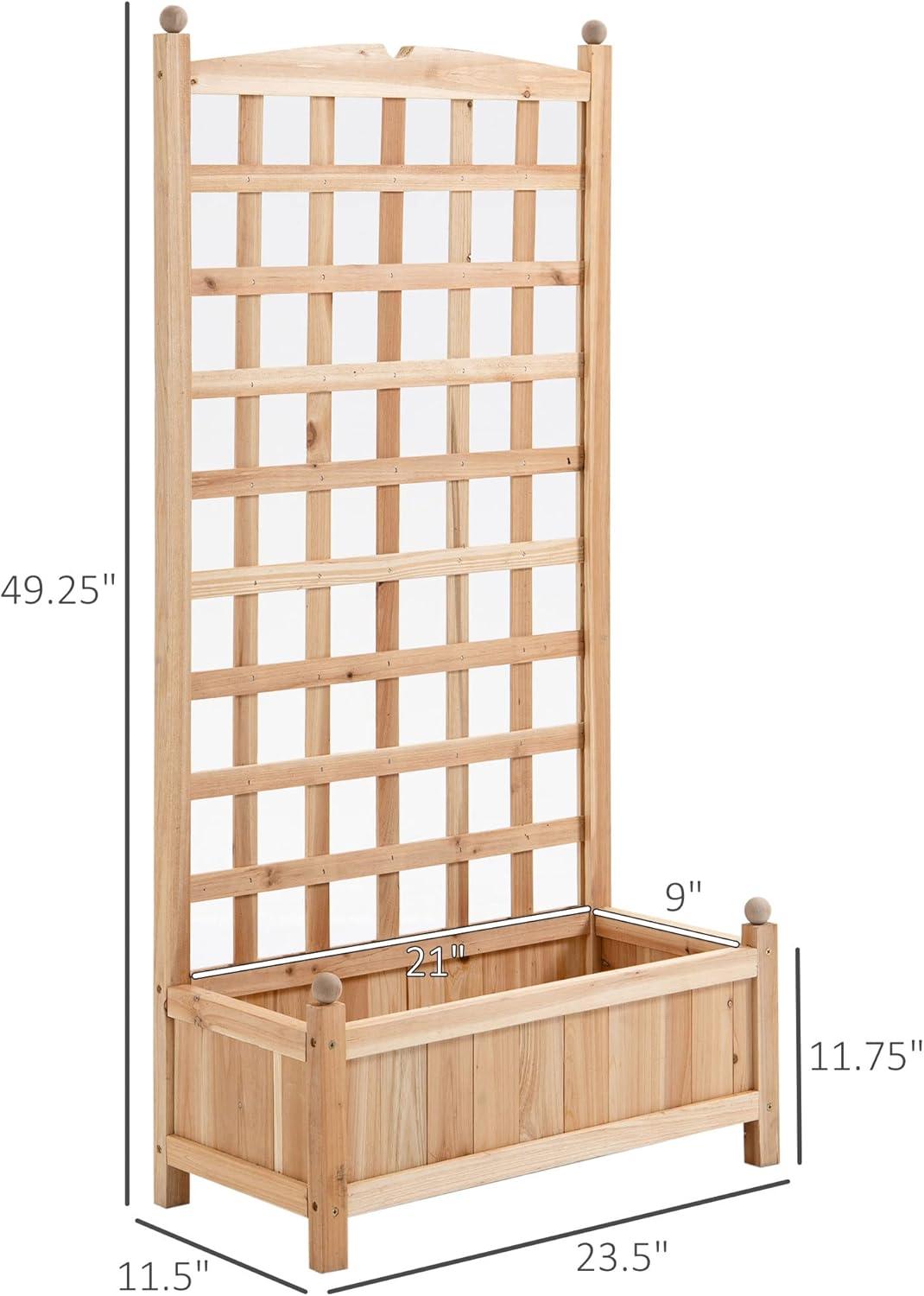 Outsunny 24" x 12" x 49" Raised Garden Bed, Planter with Trellis Board Back & Strong Wooden Design