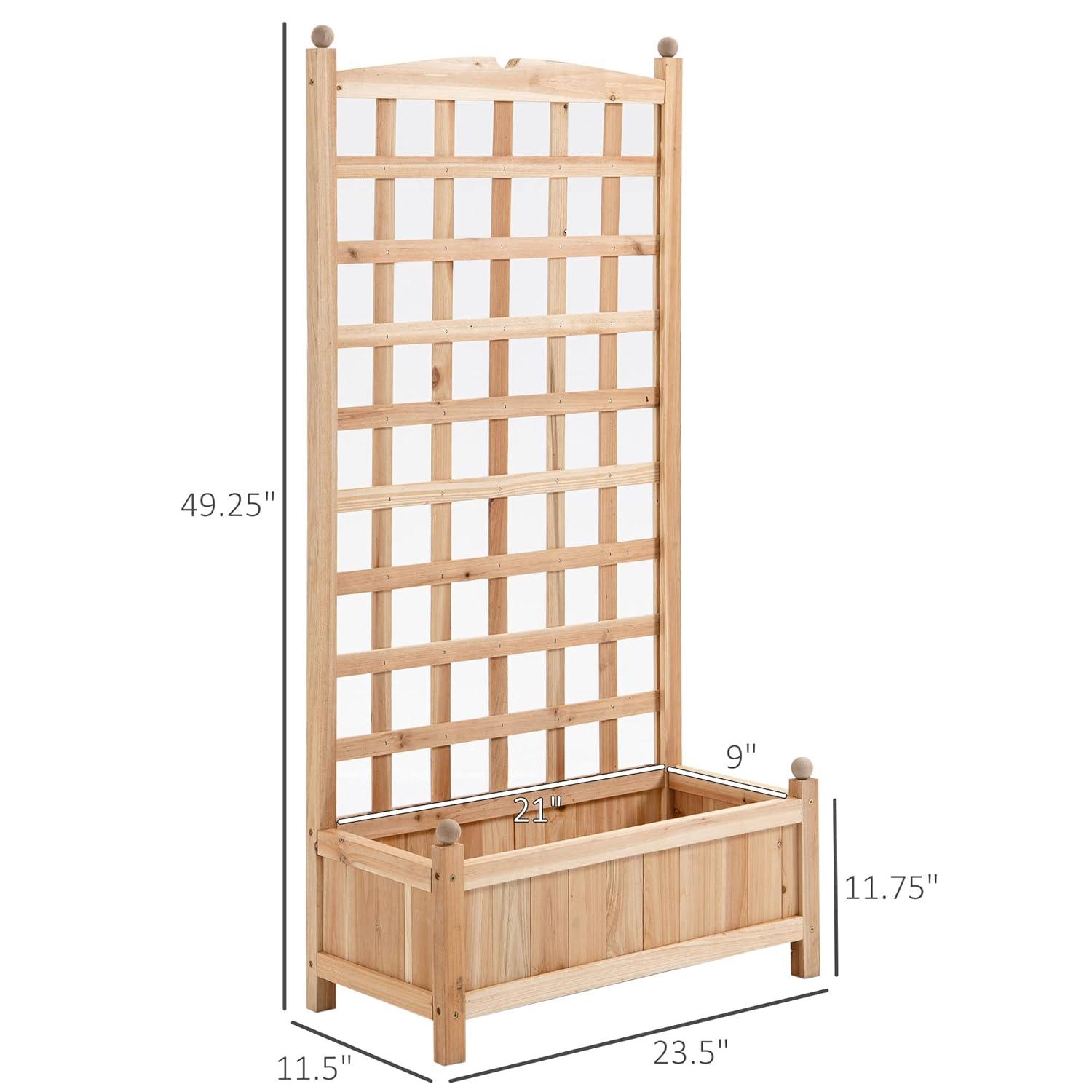 Outsunny 24" x 12" x 49" Raised Garden Bed, Planter with Trellis Board Back & Strong Wooden Design