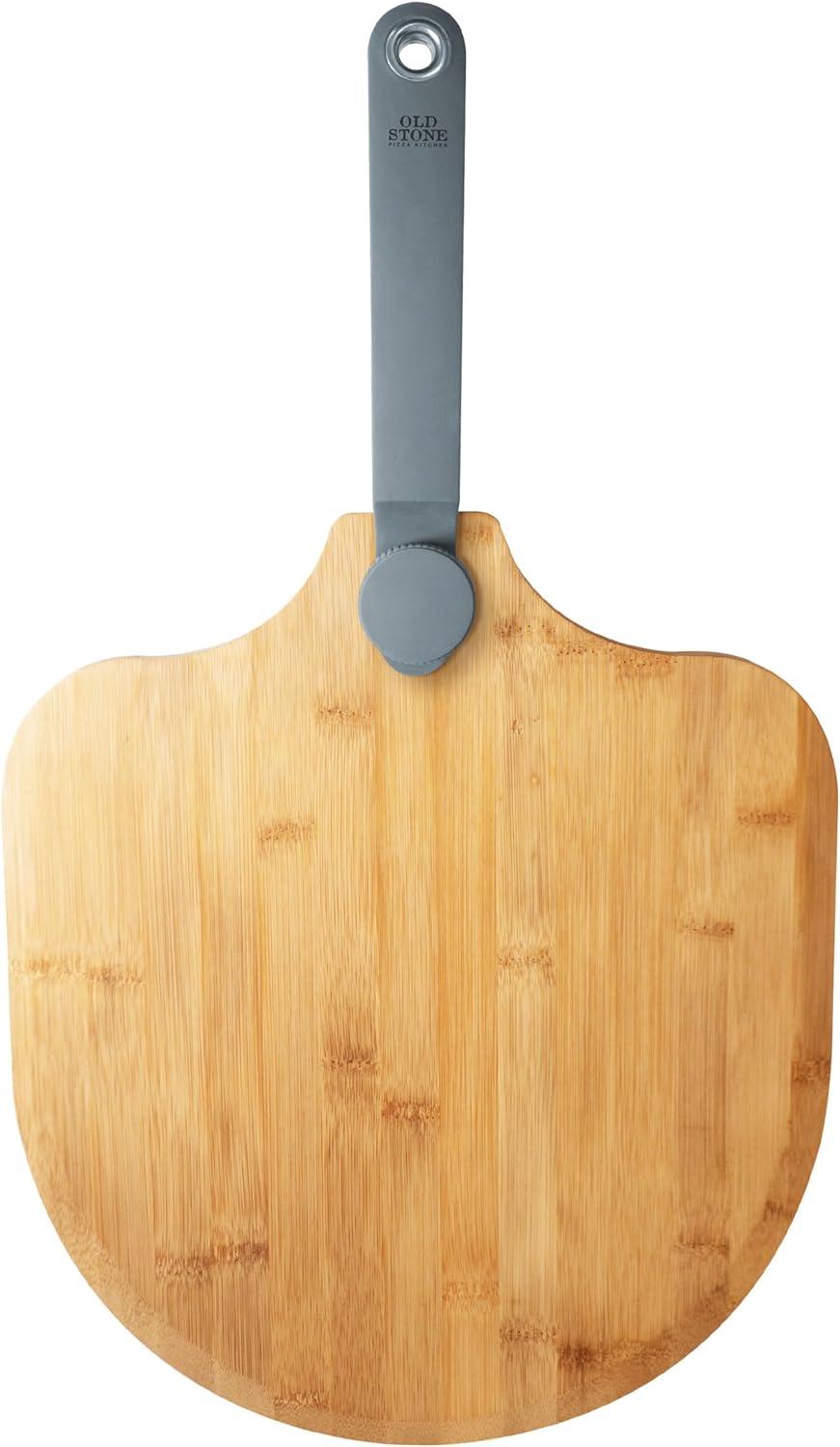 Old Stone Pizza Kitchen Glazed Pizza Stone, Bamboo Peel, and Pizza Cutter 3 Piece Set