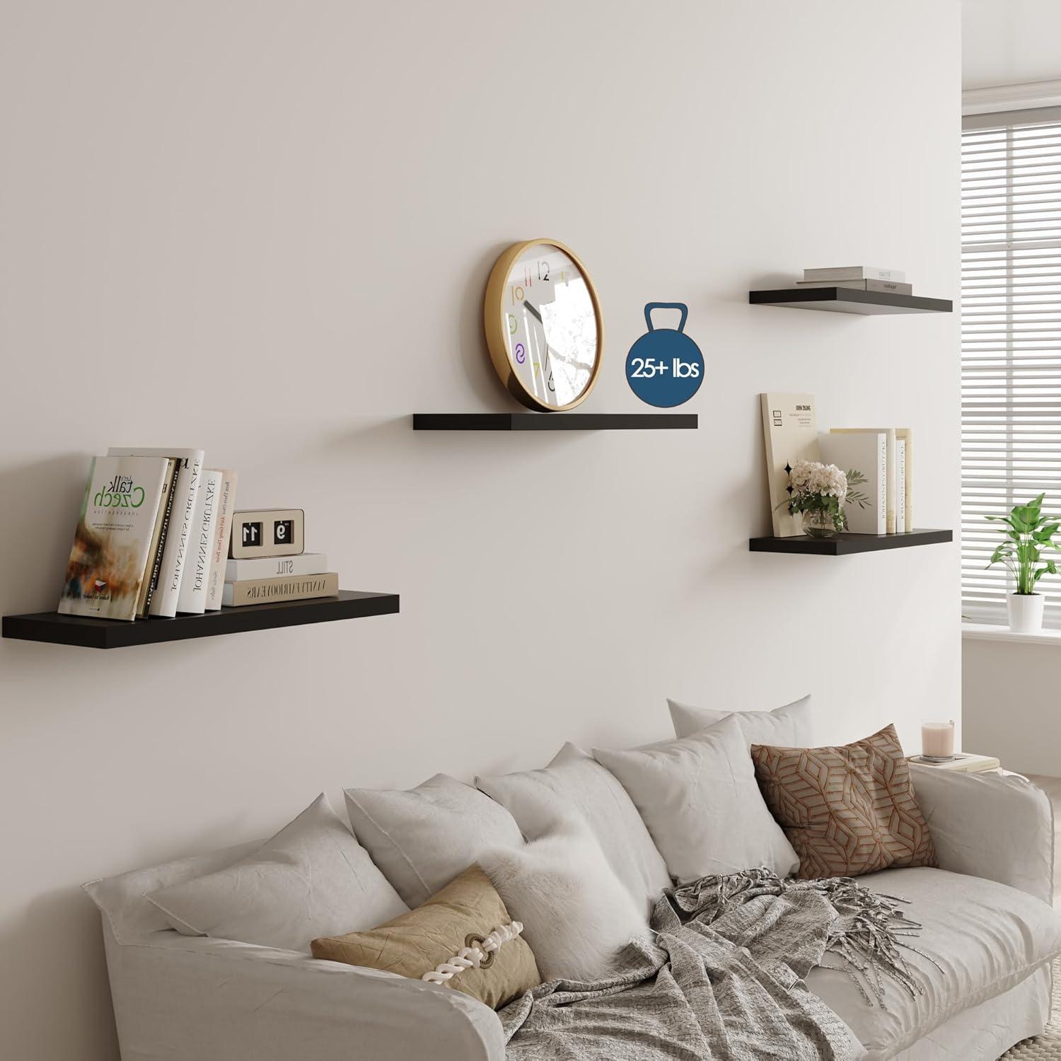 Axeman 36 Inch Solid Wood Wall Shelves Set of 2, Modern Floating Shelves for Wall Storage