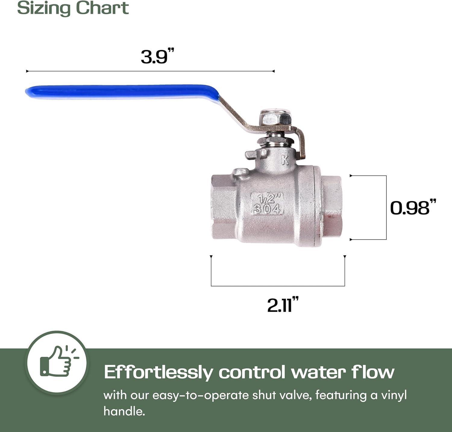 2WAYZ 1/2 Full Port Copper Ball Valve with Blue Vinyl Handle