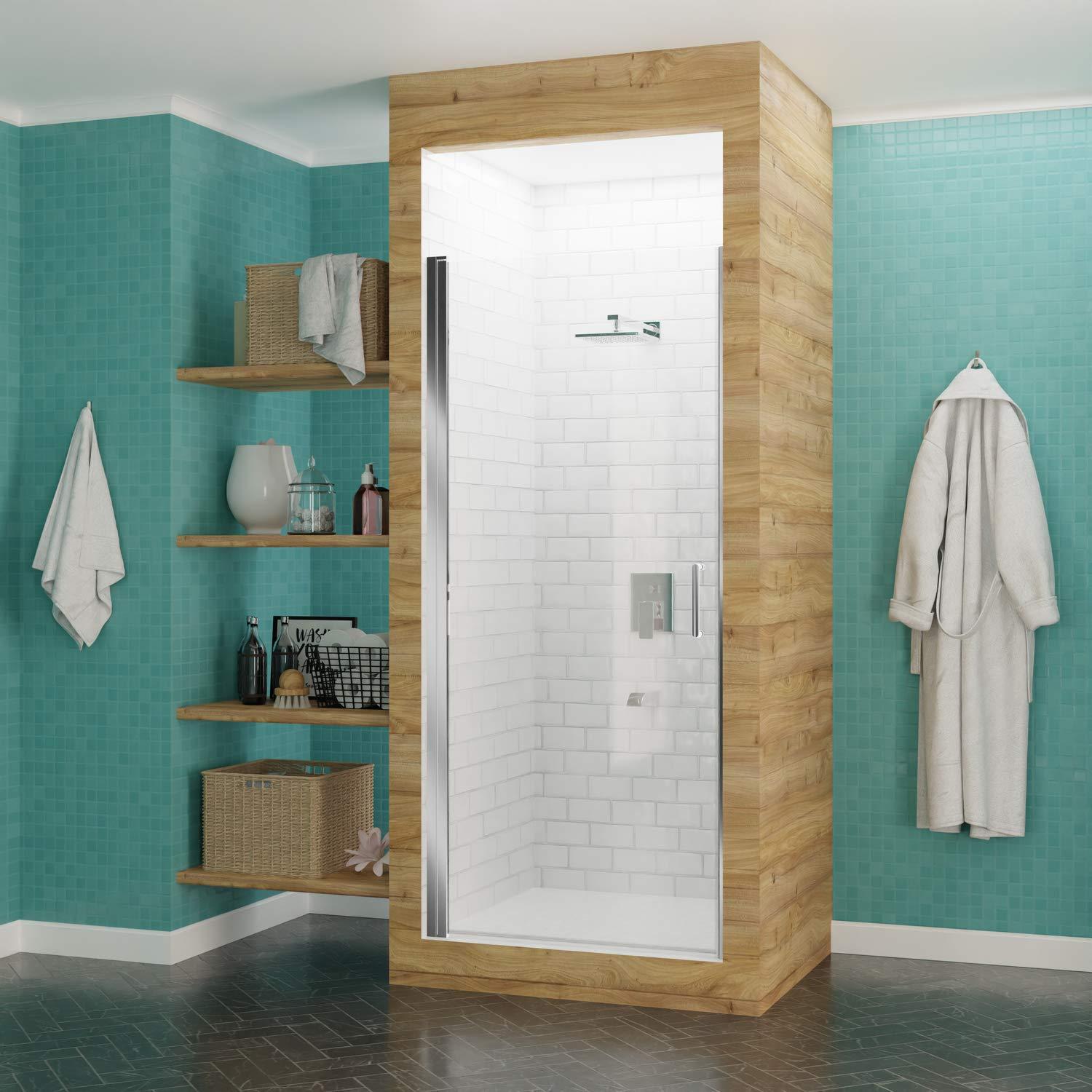 Lancer Series 29" W x 72" H Hinged Semi-Frameless Shower Door