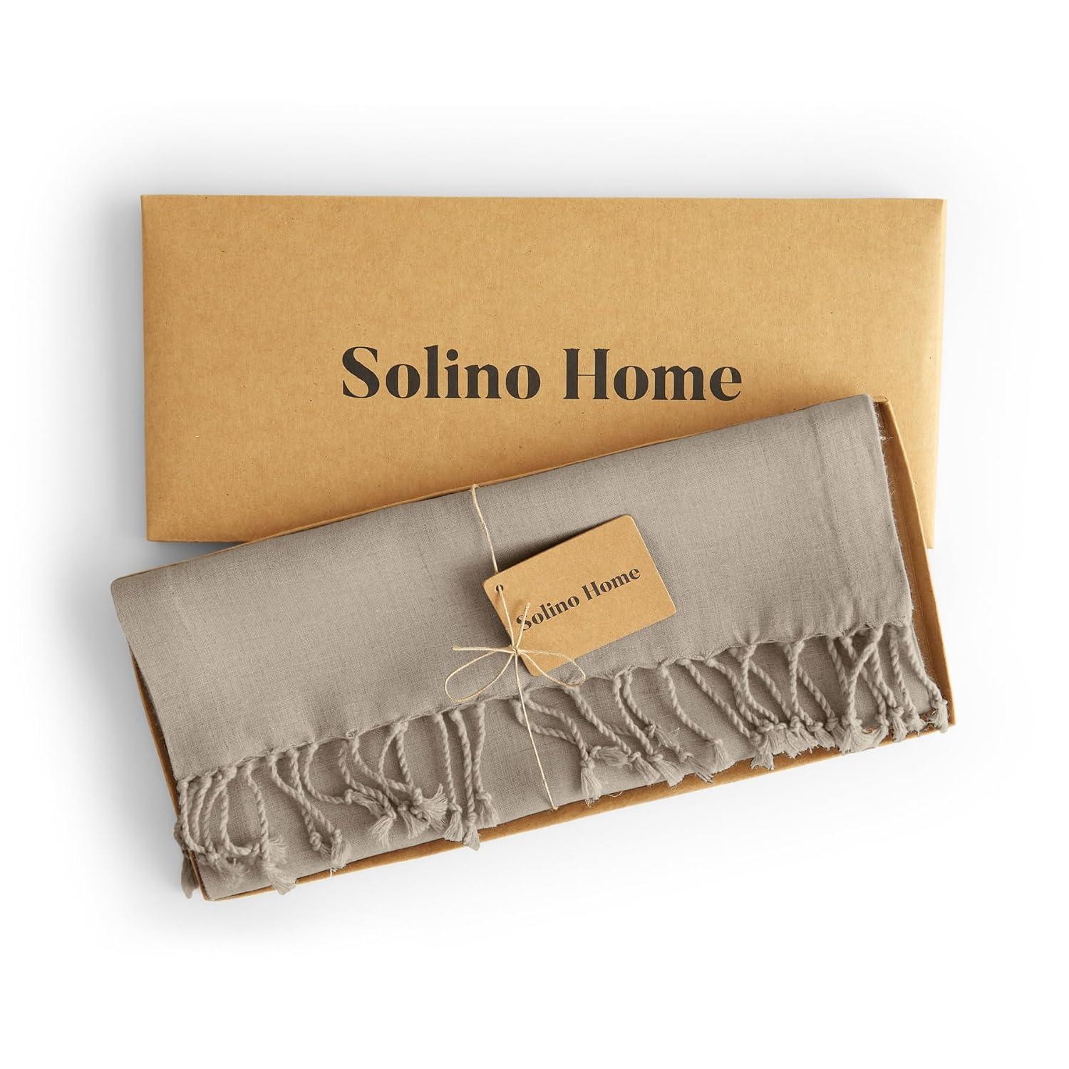 Solino Home Twisted Fringe - 100% Pure Linen Table Runner