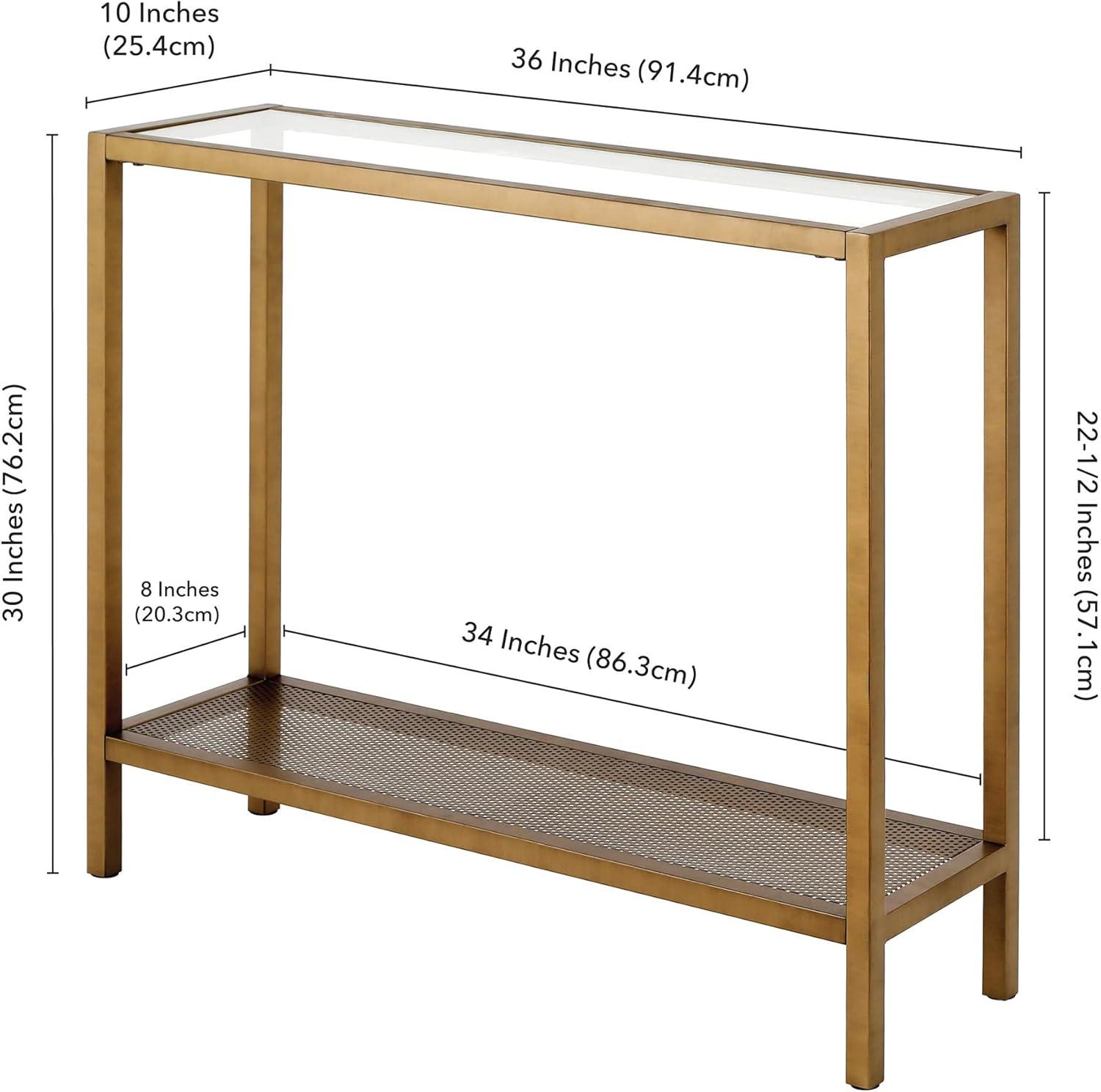 Evelyn&Zoe Rigan 36" Wide Rectangular Console Table, Brass