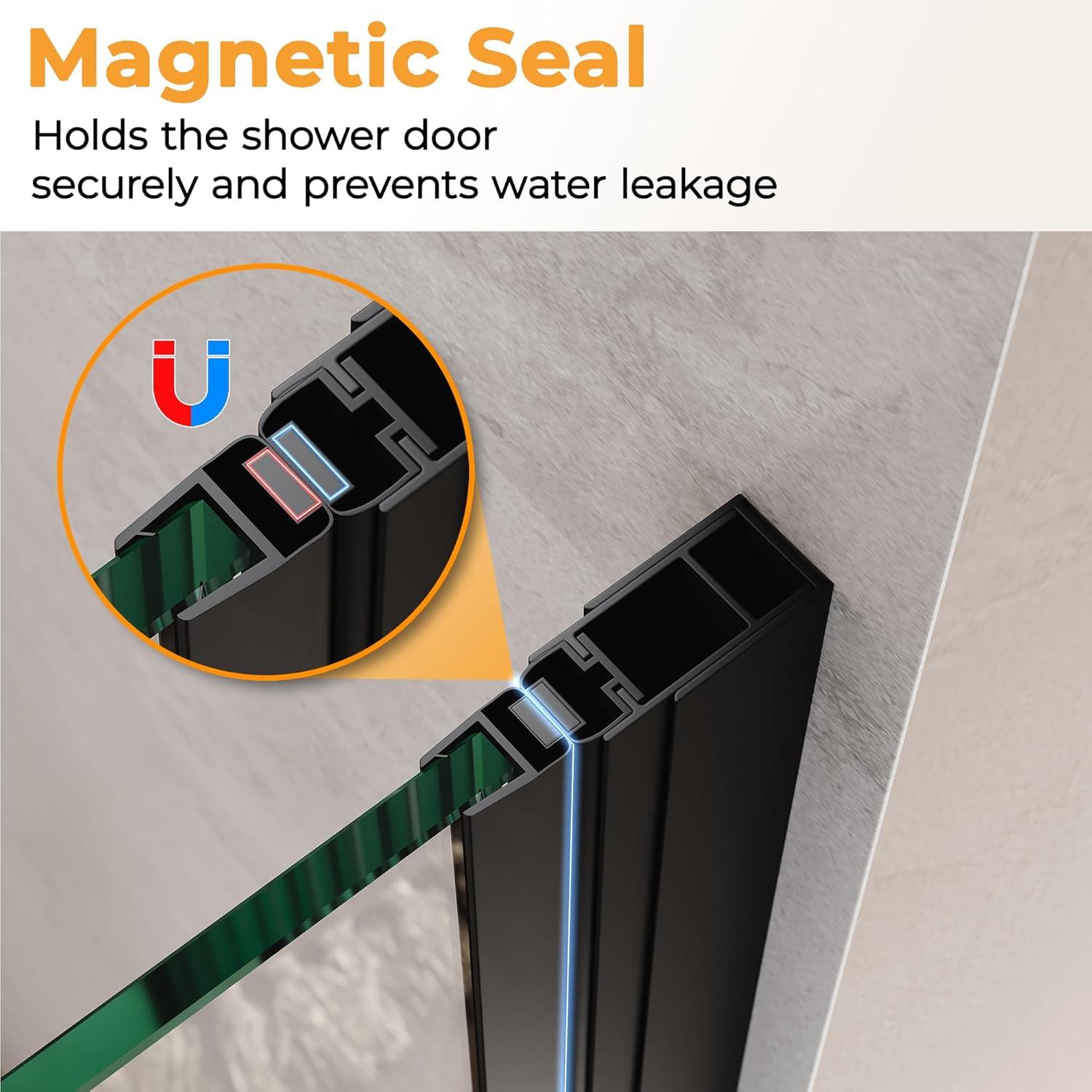 LOONGFIELD Sliding Shower Glass Door 56-60 In. W X 72 In. H, Adjustable Semi Frameless Shower Door, Certified Thick Clear Clear Tempered Glass, 304 Stainless Steel Handles ASTARQ-W2269P144324