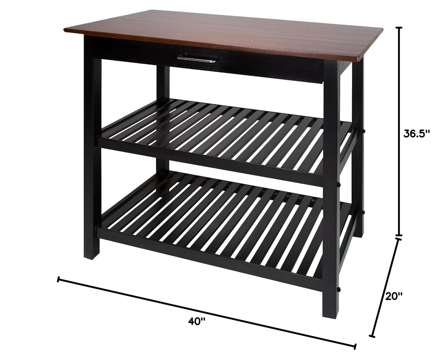 Casual Home Kitchen Island with Solid Wood