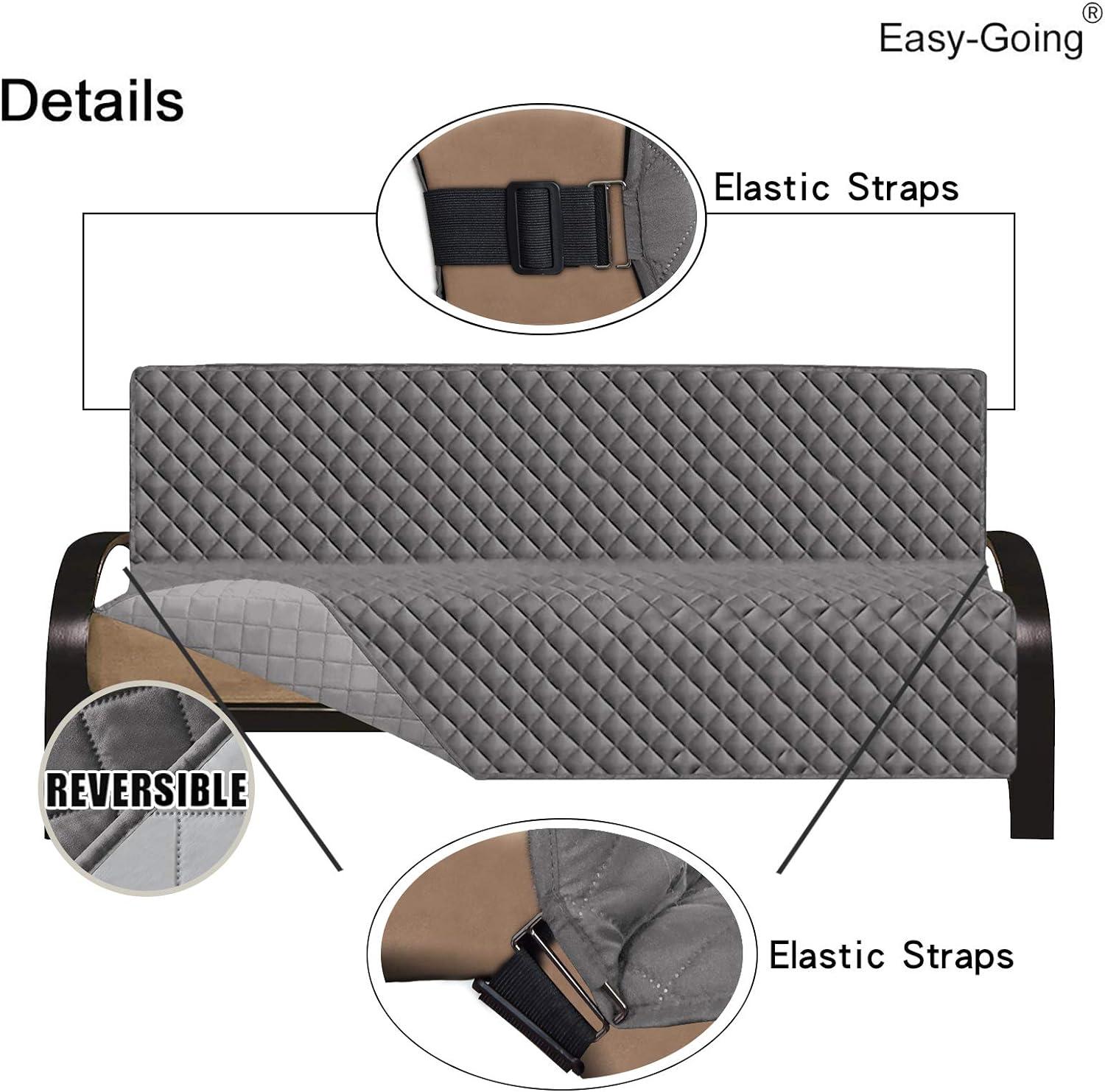 Easy-Going Futon Reversible Sofa Slipcover Water Resistant Couch Cover(Futon, Gray/Light Gray)
