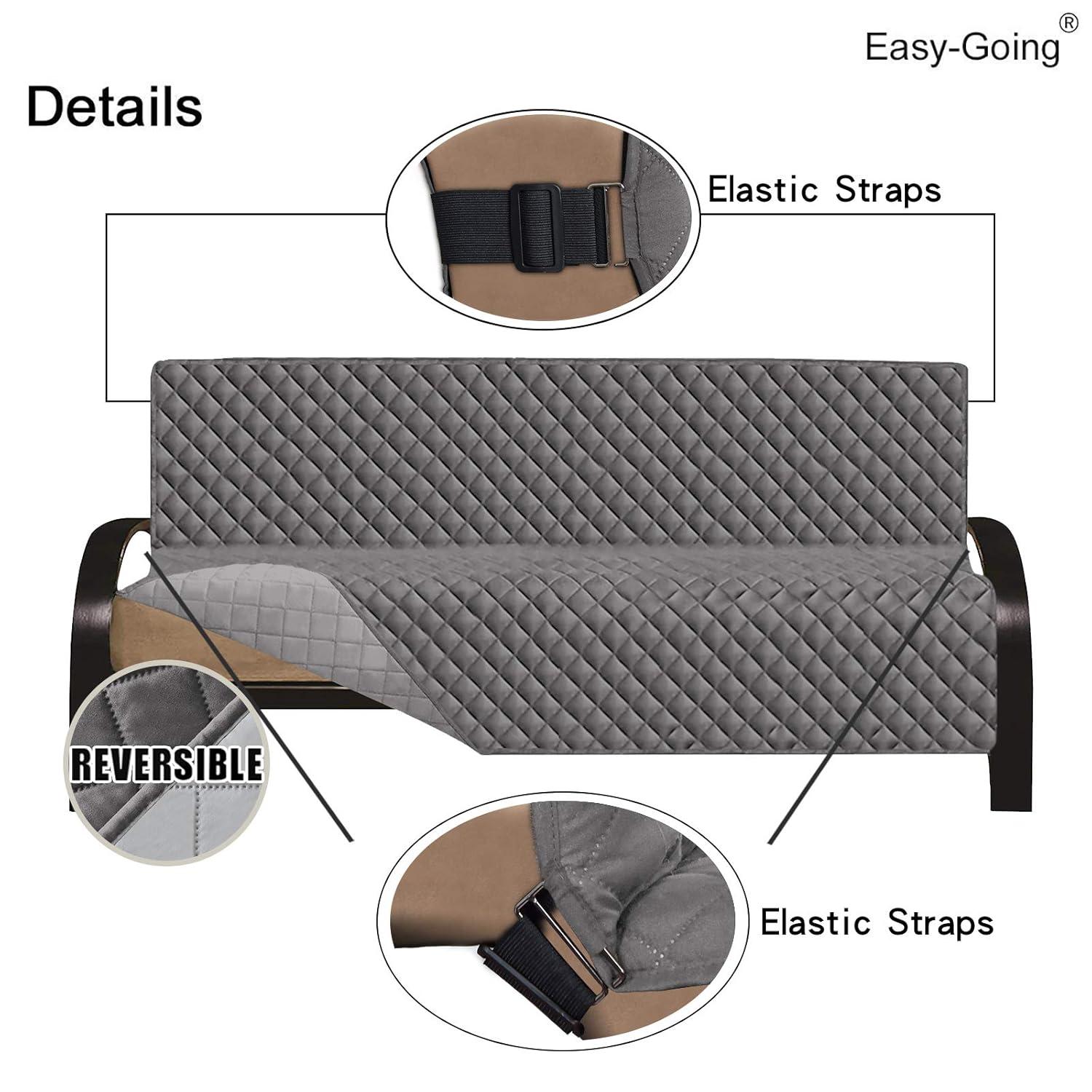 Easy-Going Futon Reversible Sofa Slipcover Water Resistant Couch Cover(Futon, Gray/Light Gray)