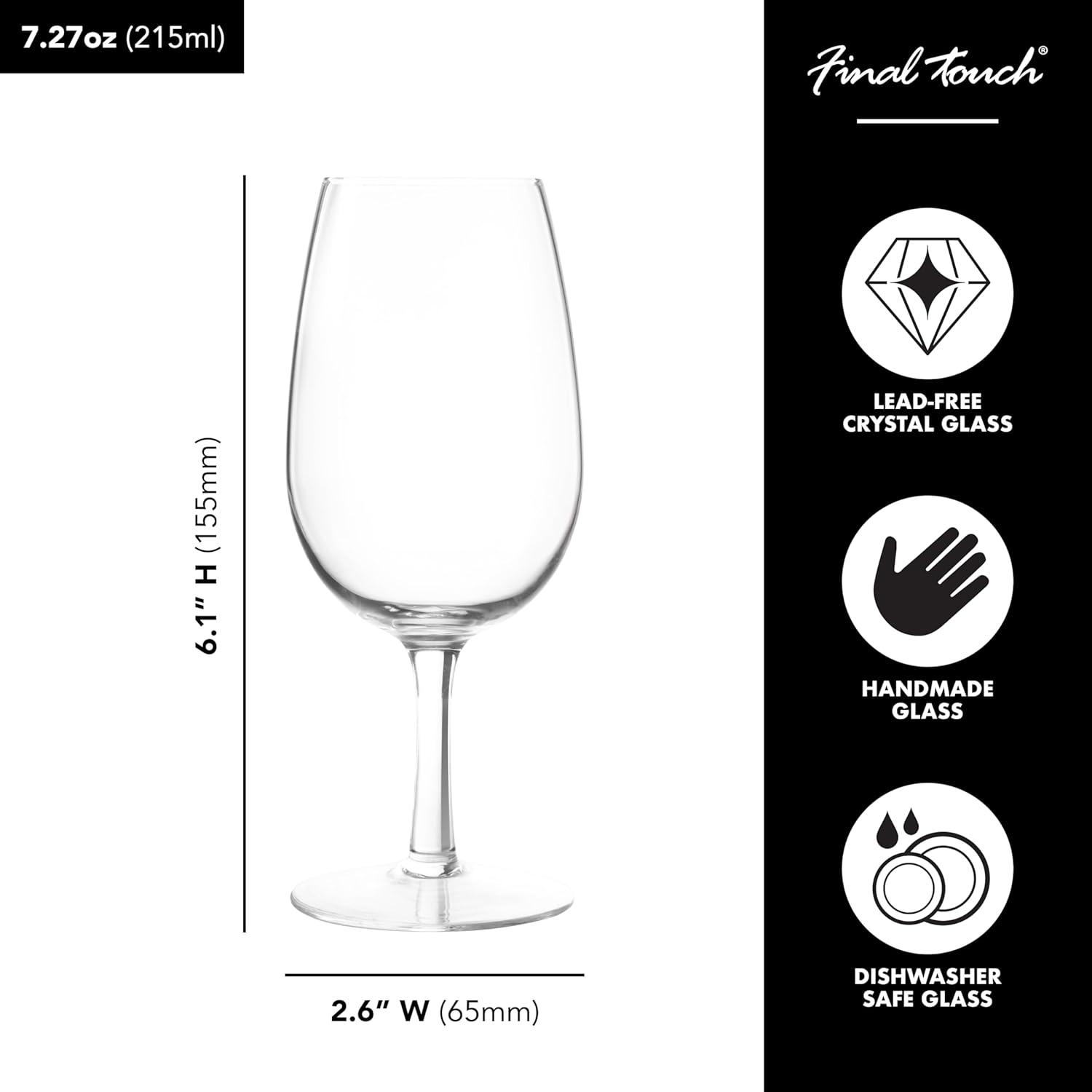 Final Touch ISO INAO Wine Tasting Glasses Set of 6 - Lead-Free Crystal for Red, White, Sparkling, Rosé - 7¼ oz Capacity - Ideal for Wine Tastings and Events (WGT406)