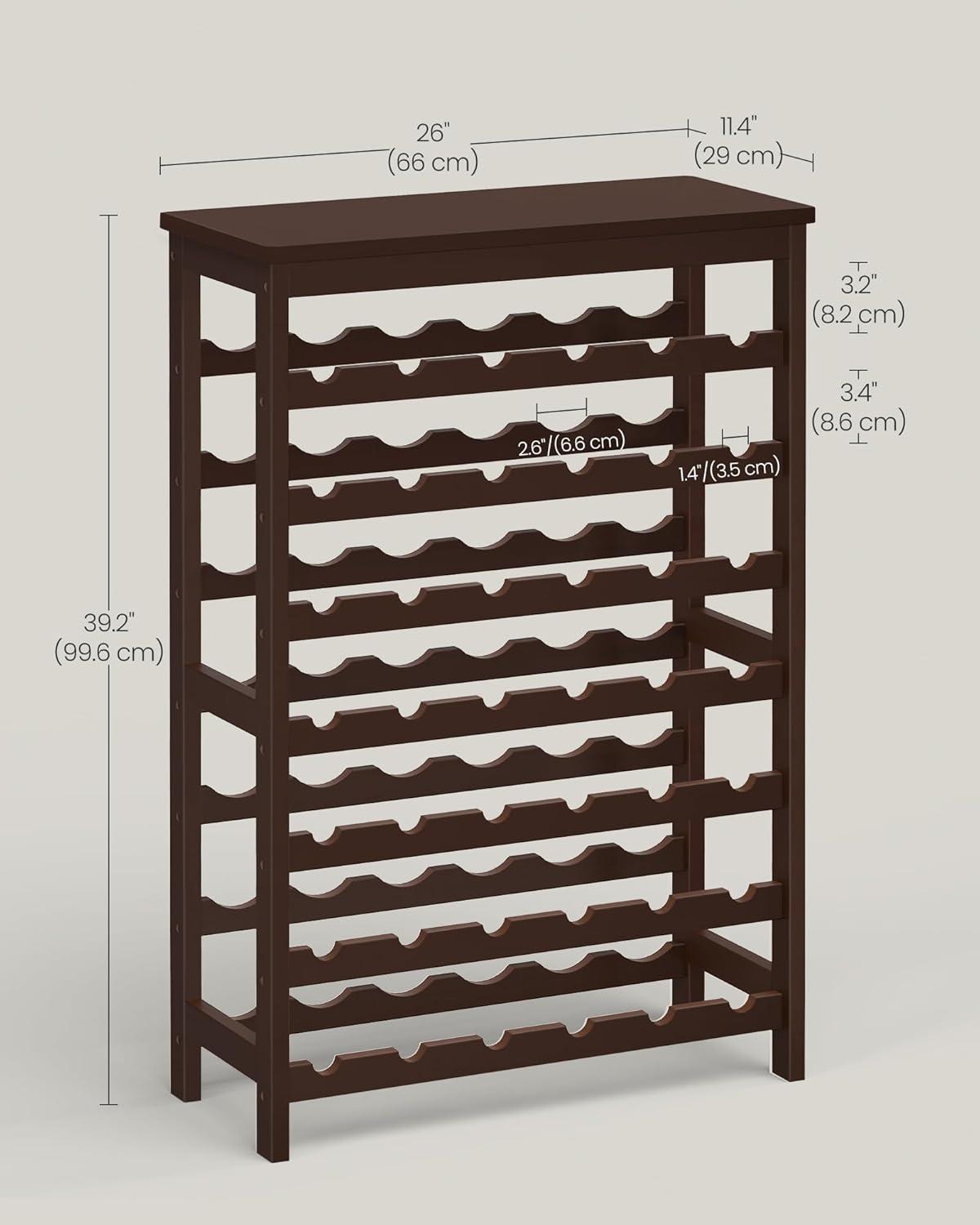 Bamboo Free Standing Wine Rack 7 Tiers 42 Bottles
