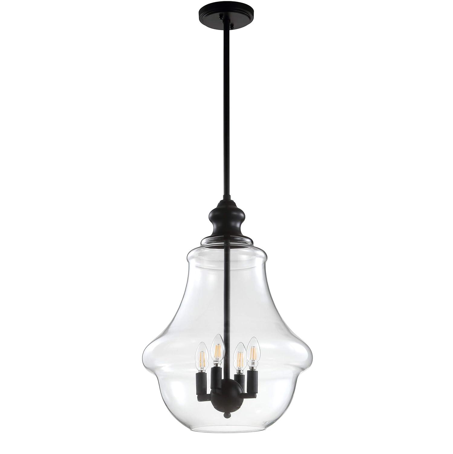 Adam 16" Adjustable Metal/Glass LED Pendant, Oil Rubbed Bronze