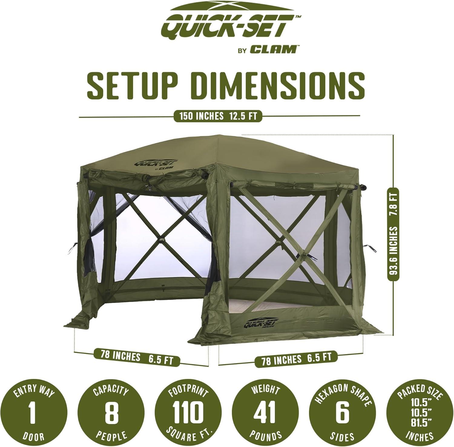 Clam CLAM Quick-Set Pavilion Portable Outdoor Canopy Shelter