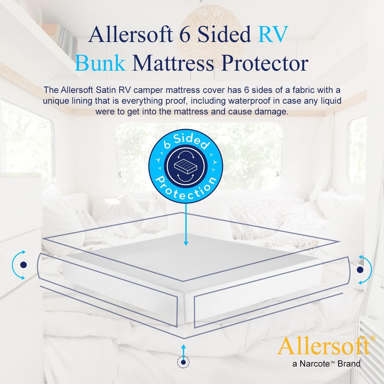 RV 6 Sided Zippered Mattress Protector with Secure Locking Zipper. Creates a seal around your mattress from Bed Bugs, Dust Mites, Allergens & Liquids from entering. Oeko-Tex certified & BPA- Free