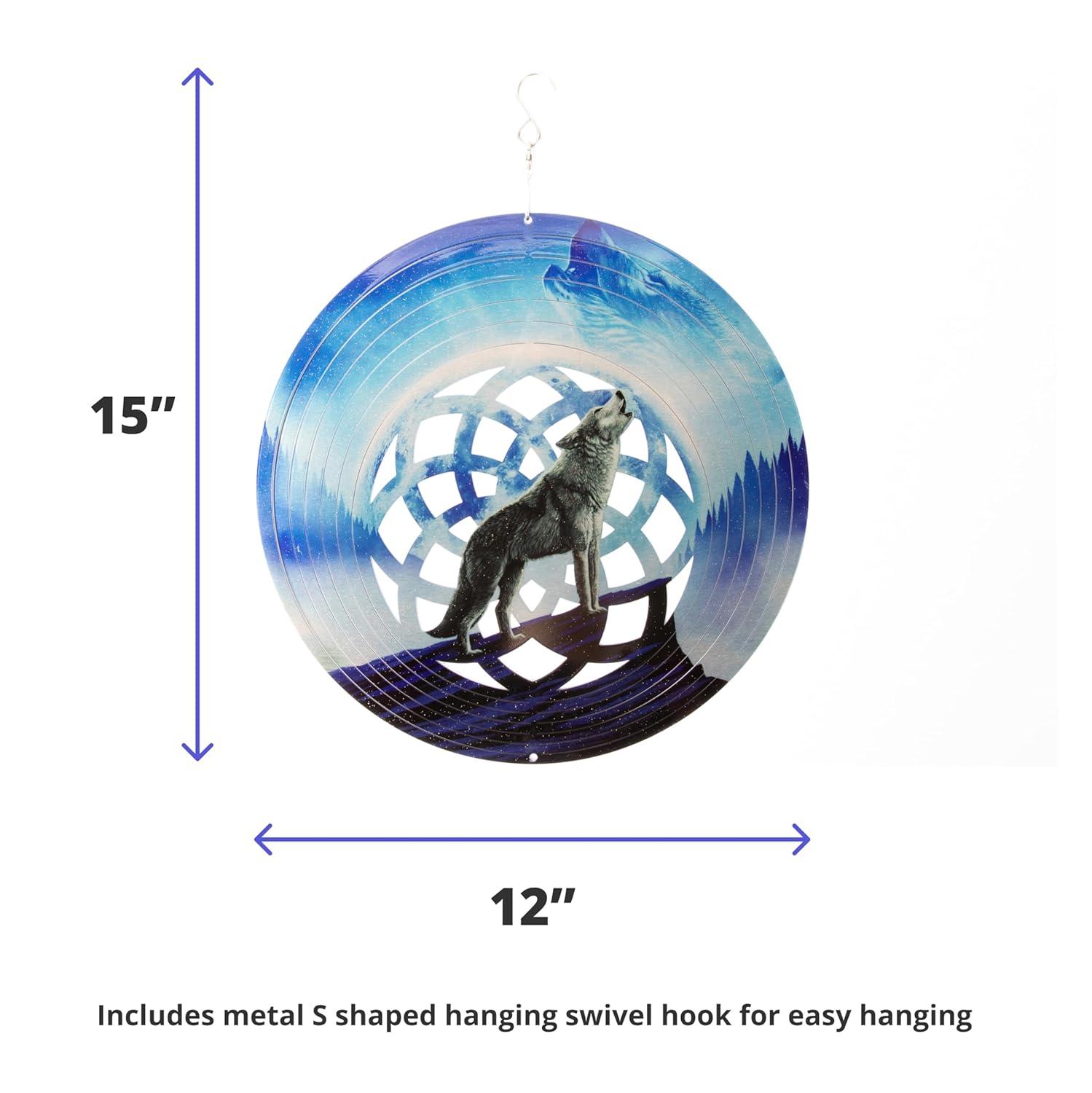 Vp Home Wolf Dreamcatcher Kinetic 3D Metal Outdoor Garden Decor Wind Spinner