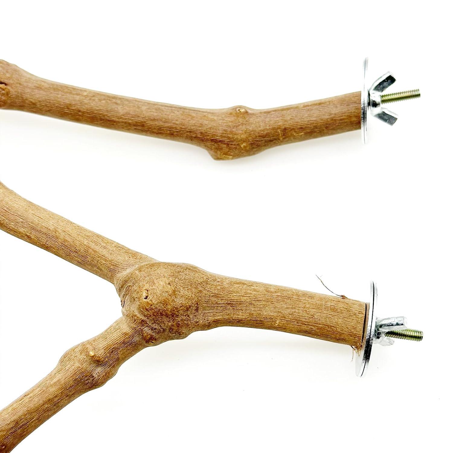 Allazone Natural Wooden Bird Perch Stand for Cage, Parrot Platform, Bird Perch Toy for Small Animals, Cockatiels, Parakeets, Finches