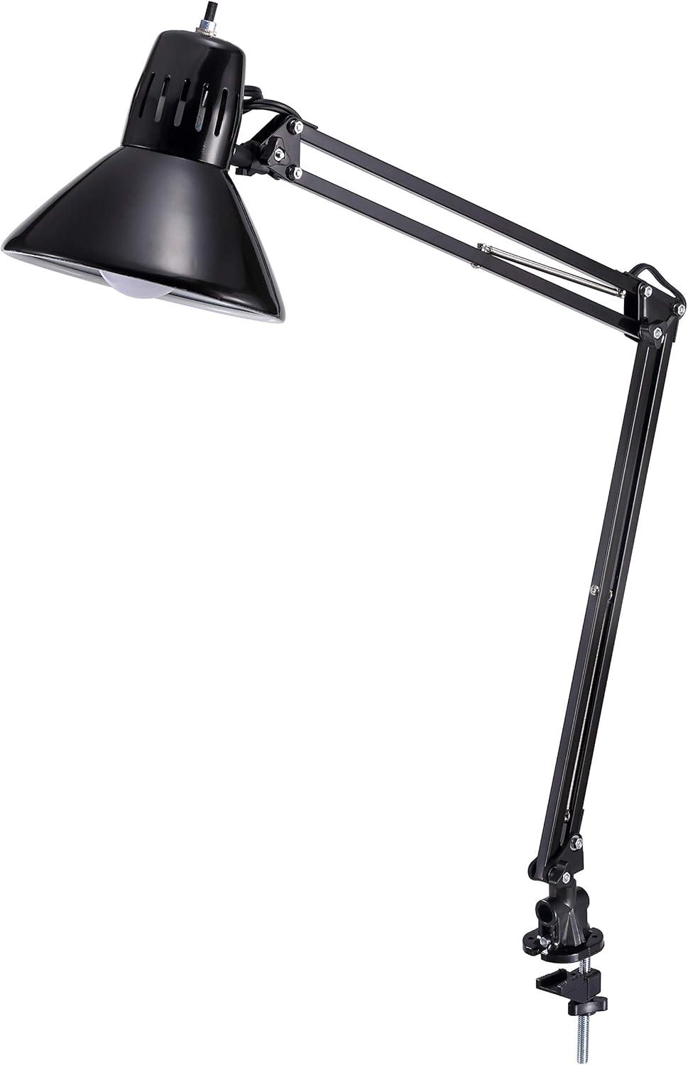 Sleek 36" Black Metal LED Clamp Desk Lamp with Adjustable Arm