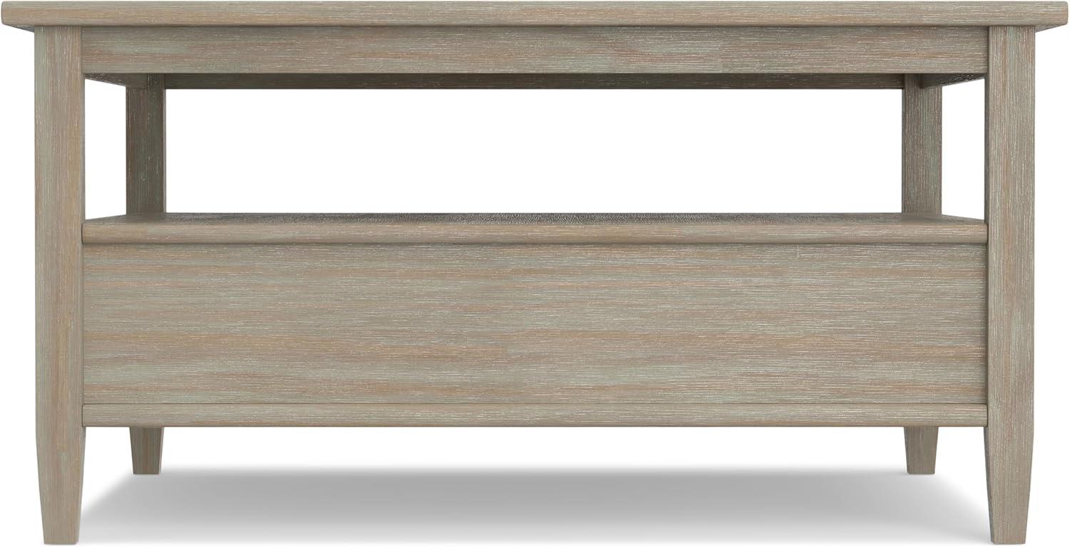 Simpli Home Warm Shaker Wood 36" Square Transitional Coffee Table in Gray