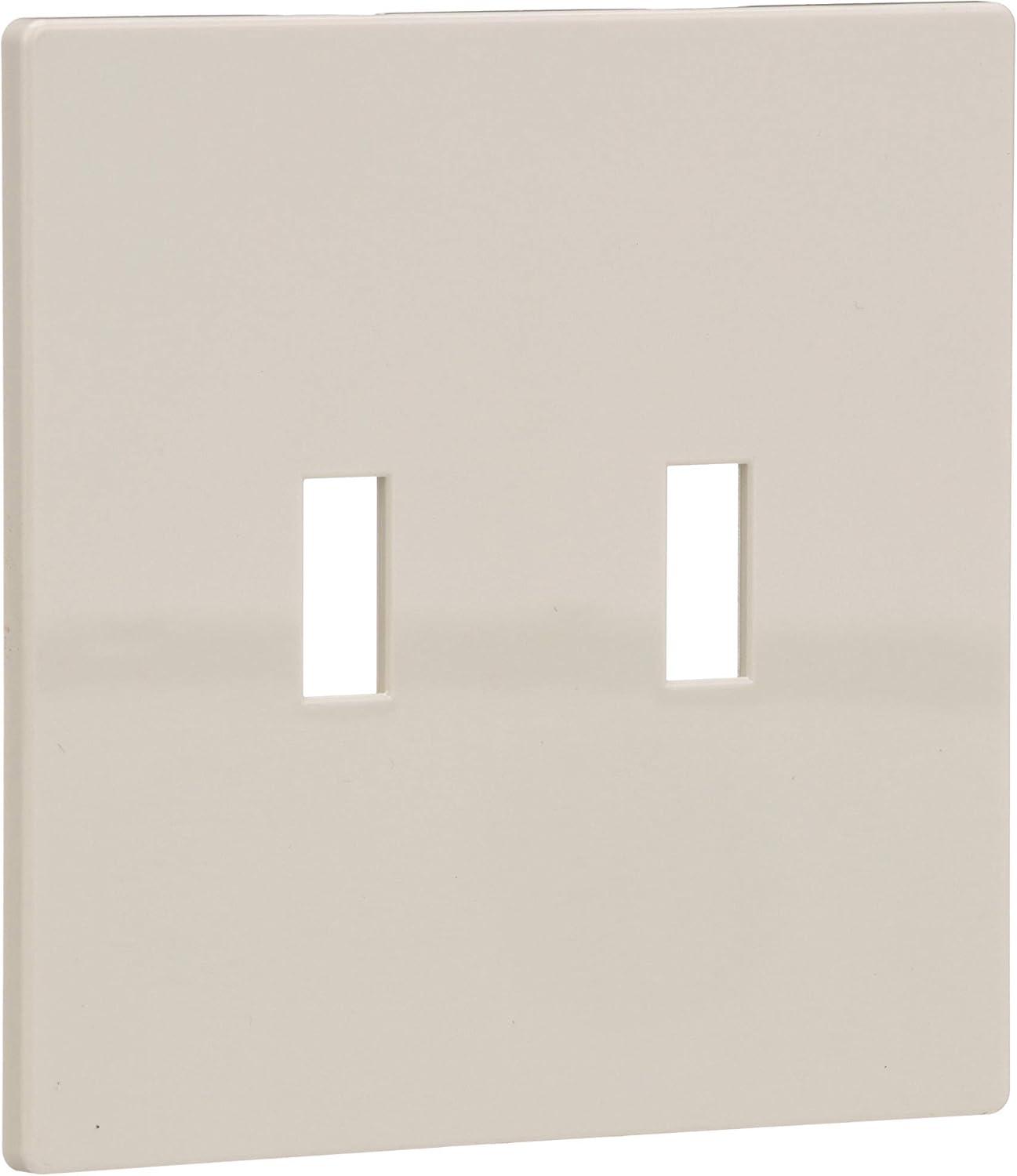 Light Almond Polycarbonate 2-Gang Screwless Toggle Switch Wall Plate