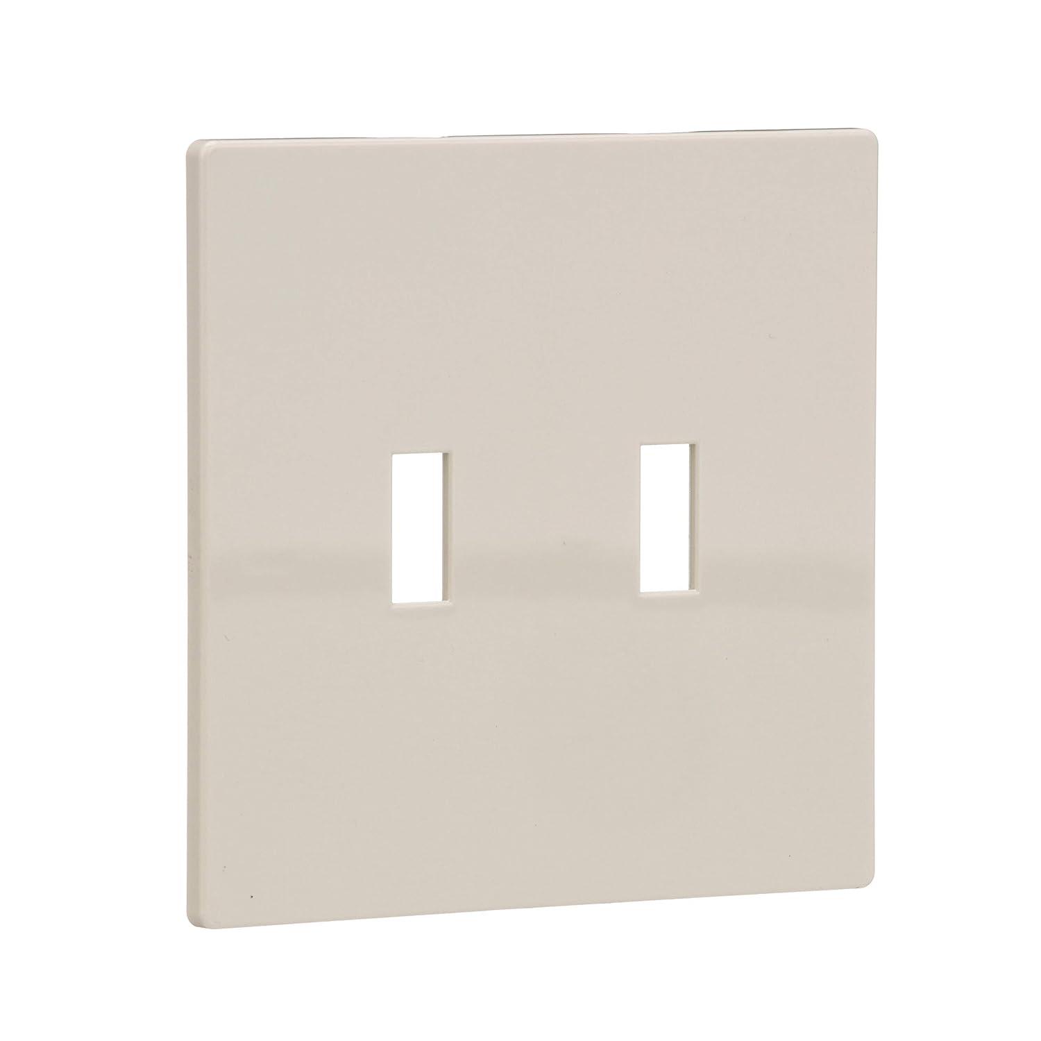 Light Almond Polycarbonate 2-Gang Screwless Toggle Switch Wall Plate