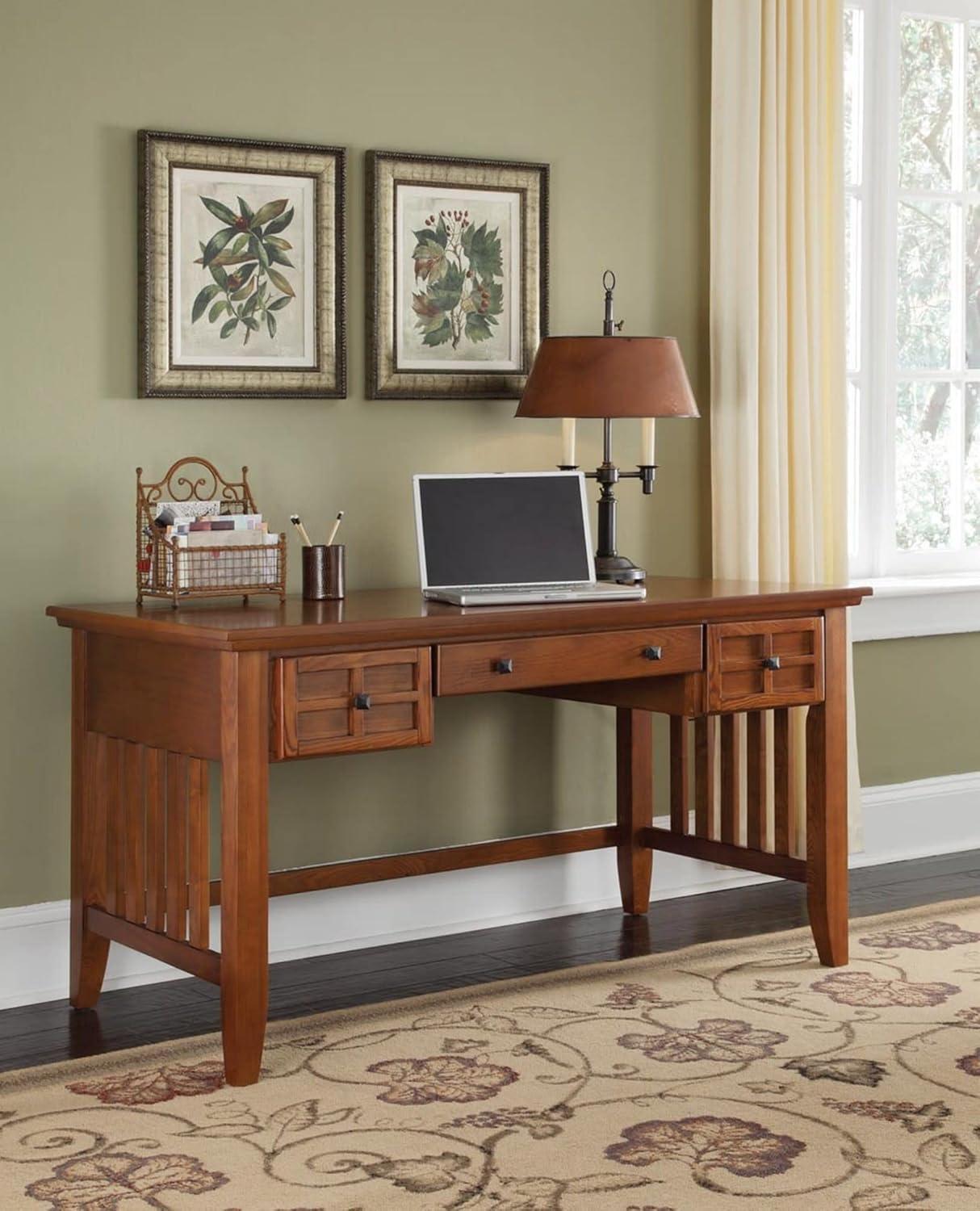 Executive Black Wood Desk with Keyboard Tray and Drawers