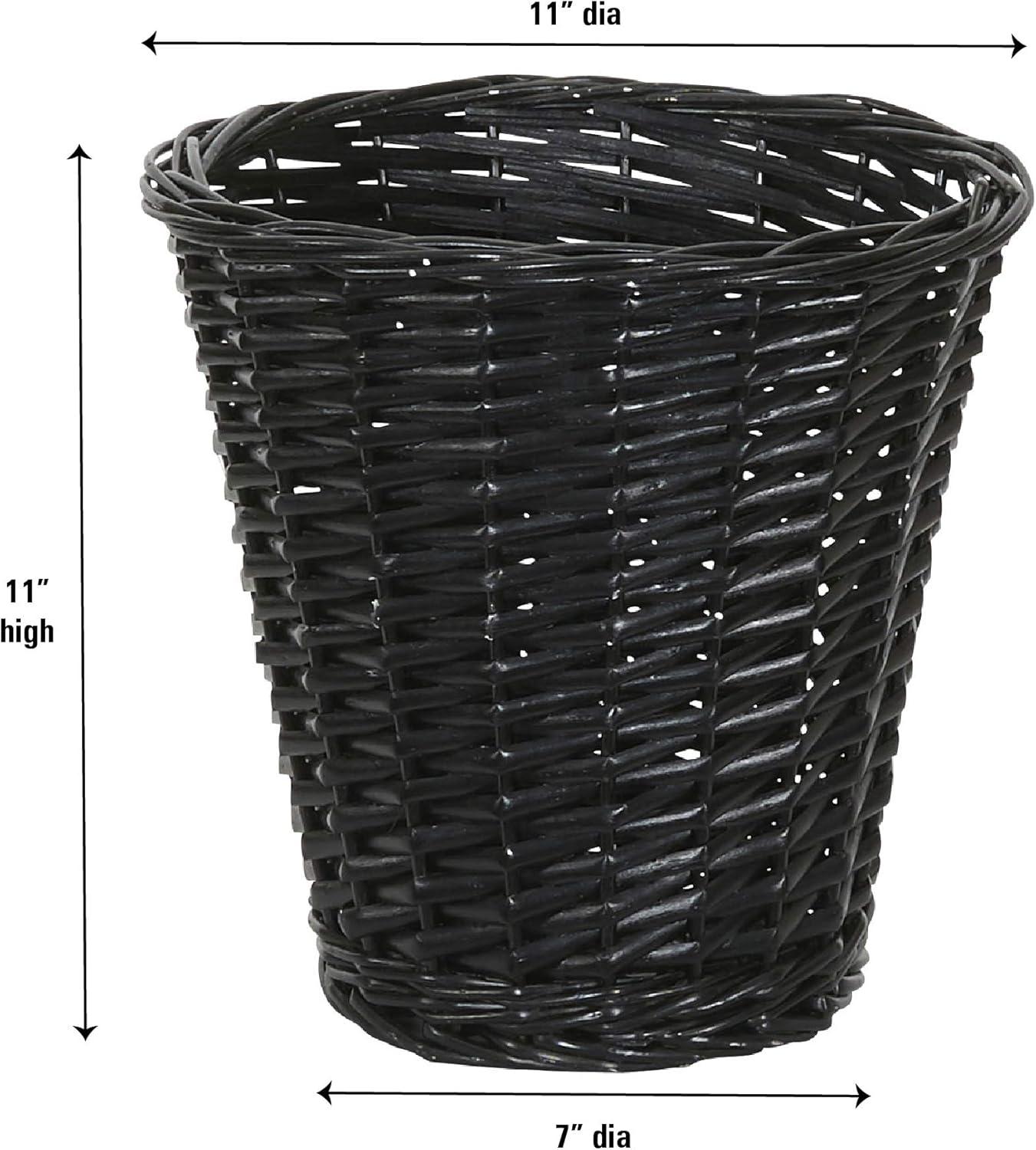 Household Essentials Woven Willow Waste Basket with Plastic Liner, Brown