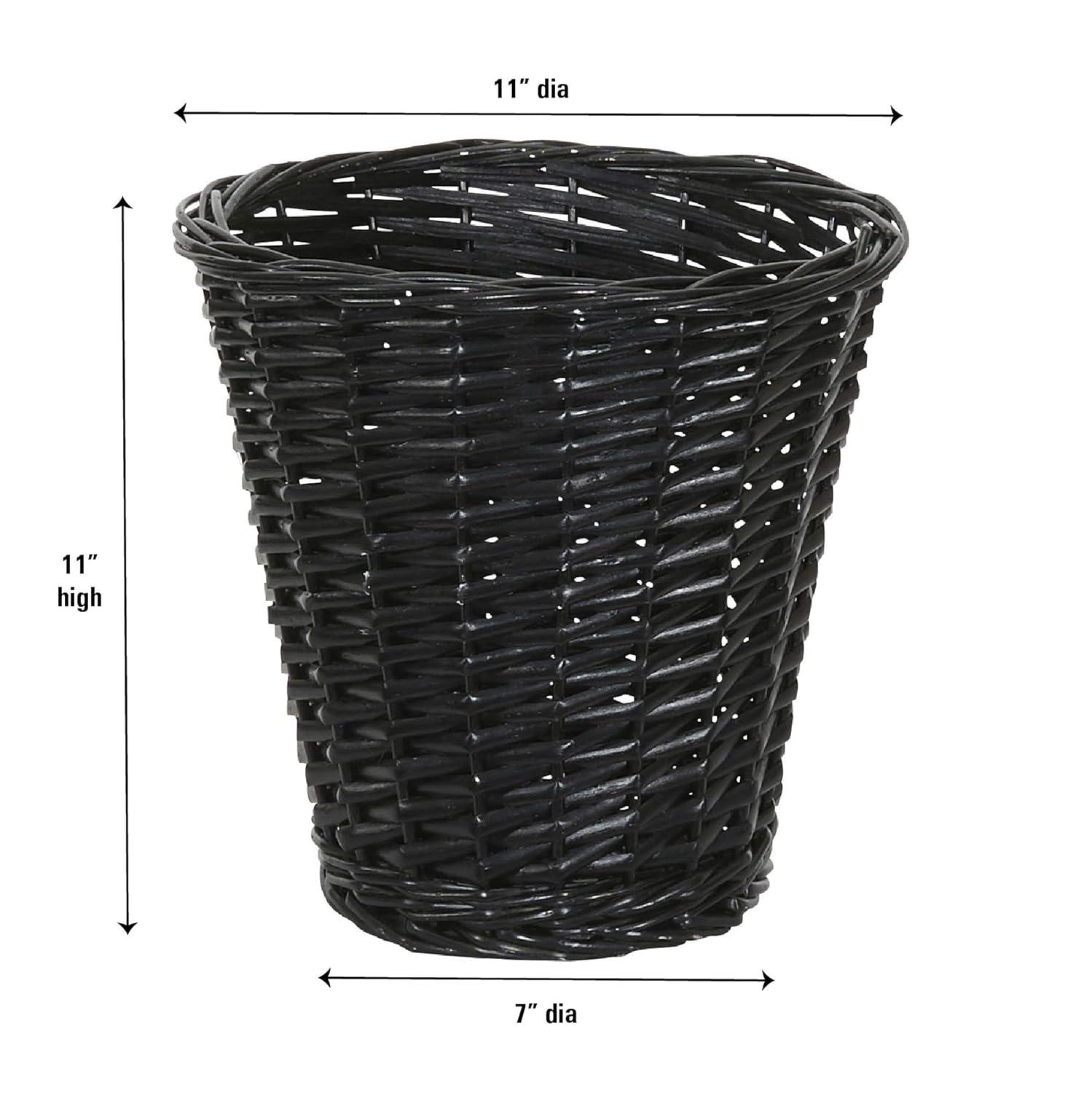 Household Essentials Woven Willow Waste Basket with Plastic Liner, Brown