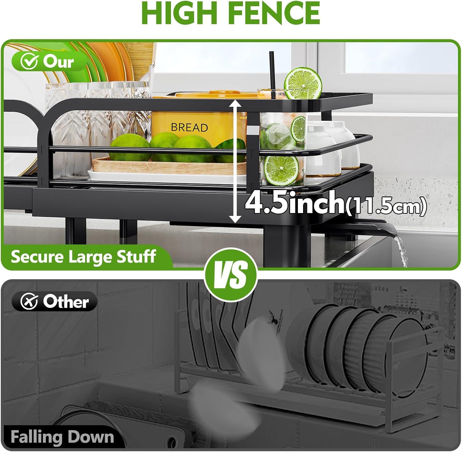 Anadea Expandable Dish Rack For Kitchen Counter, Large Dish Drainer, Stainless Steel Drying Dish Rack With Utensil Holder