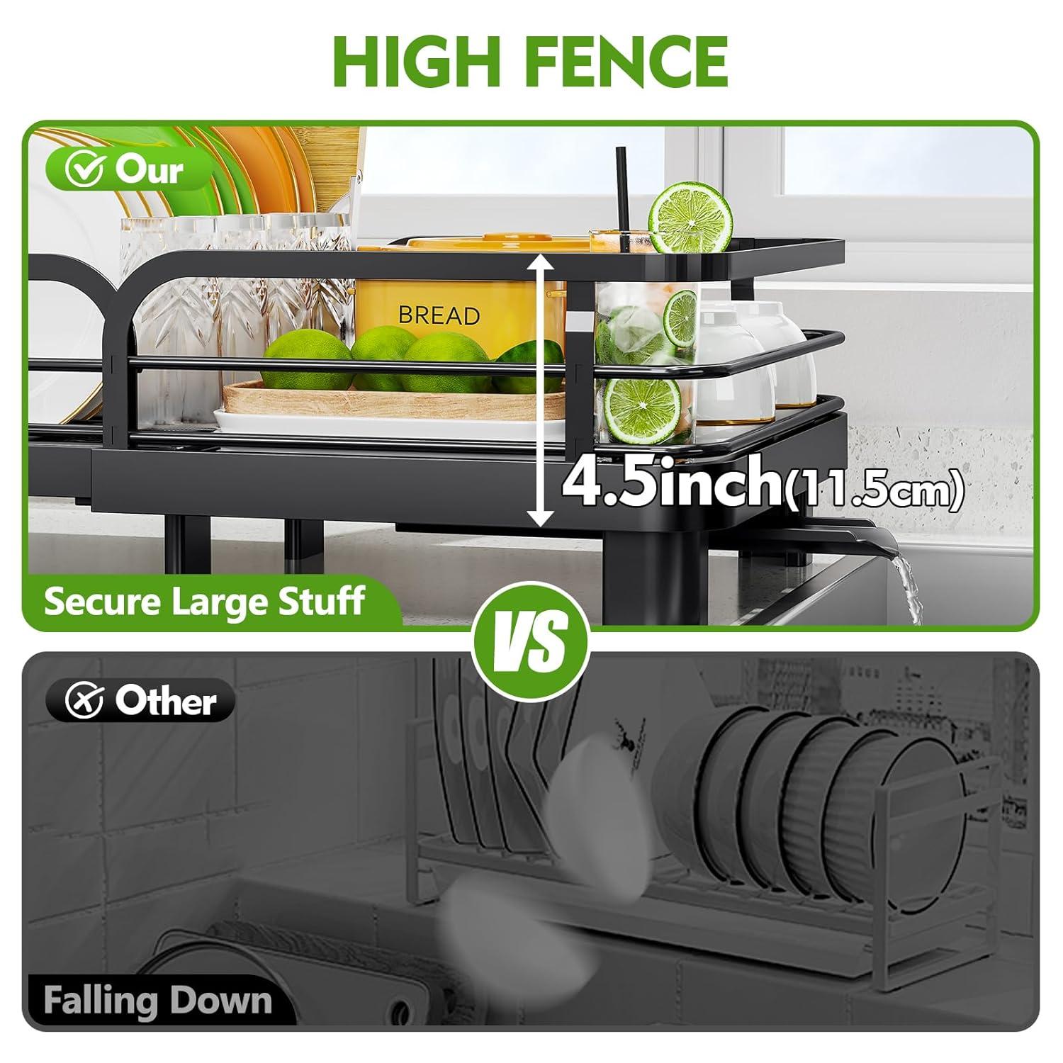 Anadea Expandable Dish Rack For Kitchen Counter, Large Dish Drainer, Stainless Steel Drying Dish Rack With Utensil Holder