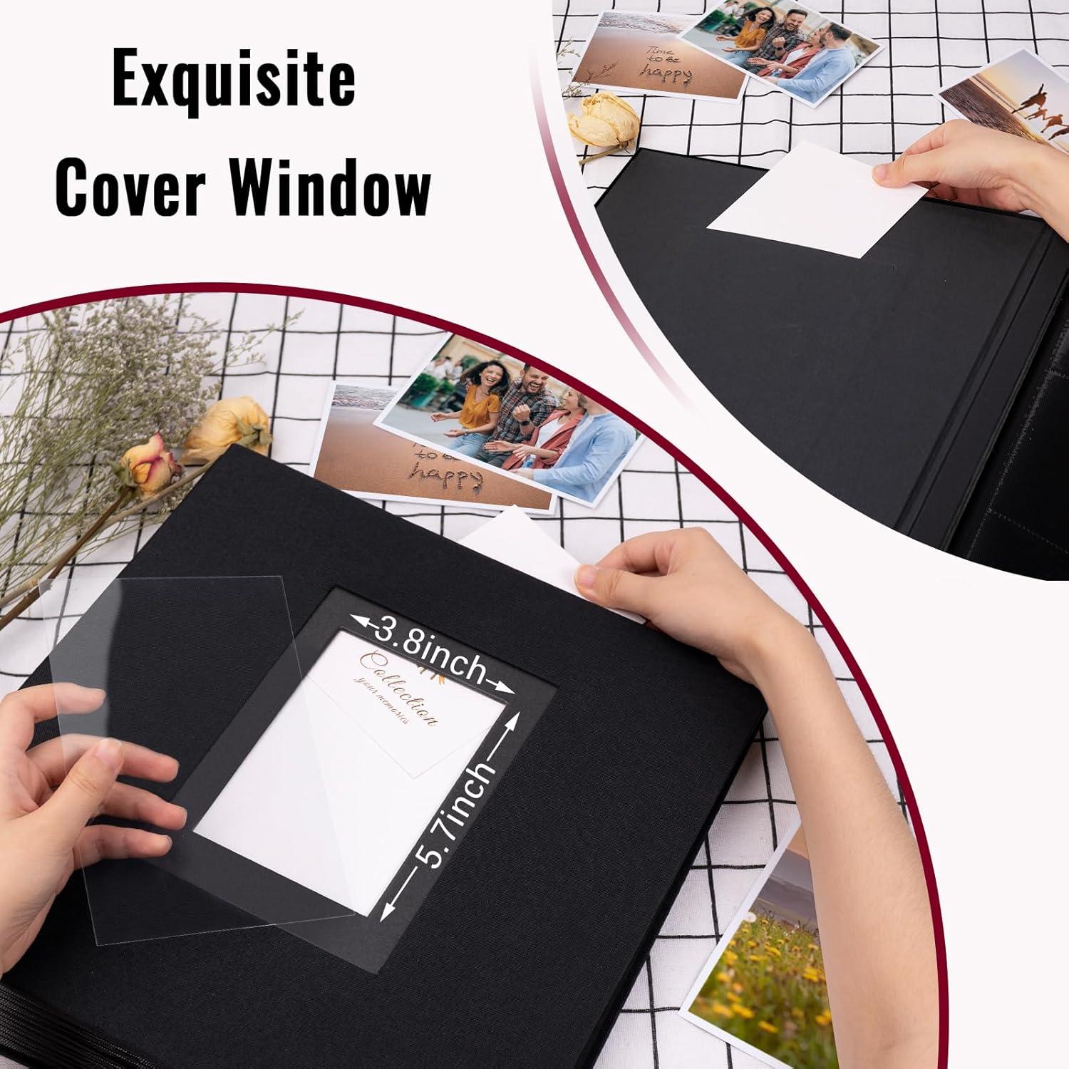 Linen Photo Album 4x6 Large Capacity 1000 Pockets Pictures Fabric Cover Books Albums Wedding School Family Anniversary Baby Memory Engagement Travel Albums(Black, 1000 Pockets)