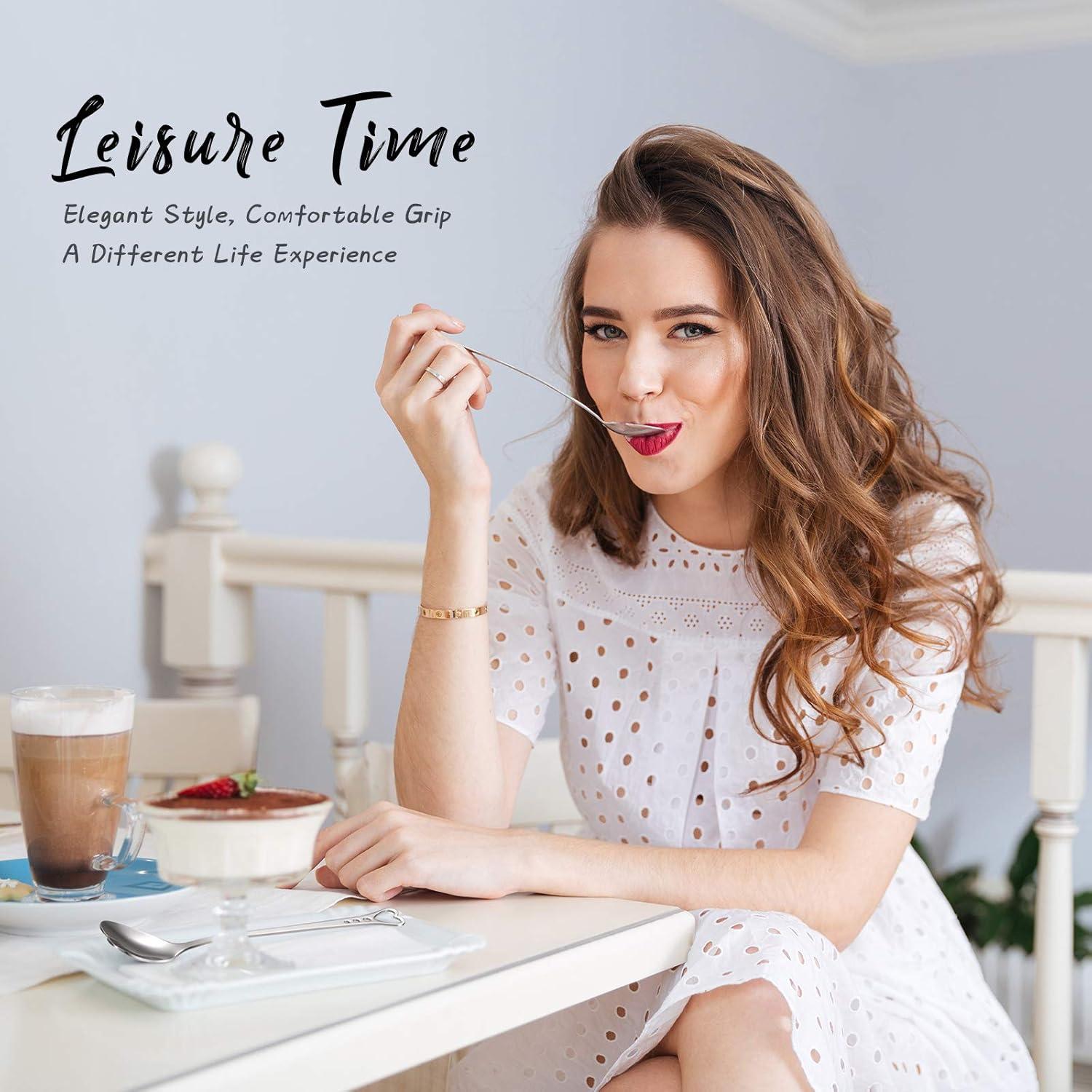 Patelai 12 Pieces Heart Shaped Spoon Stainless Steel Tea Flatware Set, 5.7 Inch Coffee Sugar Spoon Ice Cream Cake Dessert Stirring for Home, Restaurant and Valentine Present