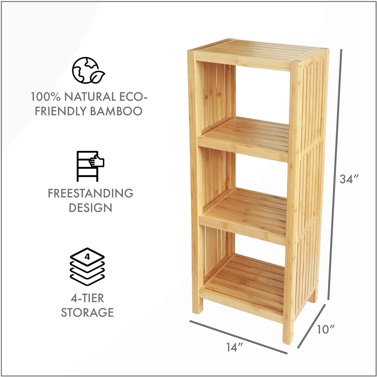 Natural Bamboo 4-Tier Freestanding Storage Shelf