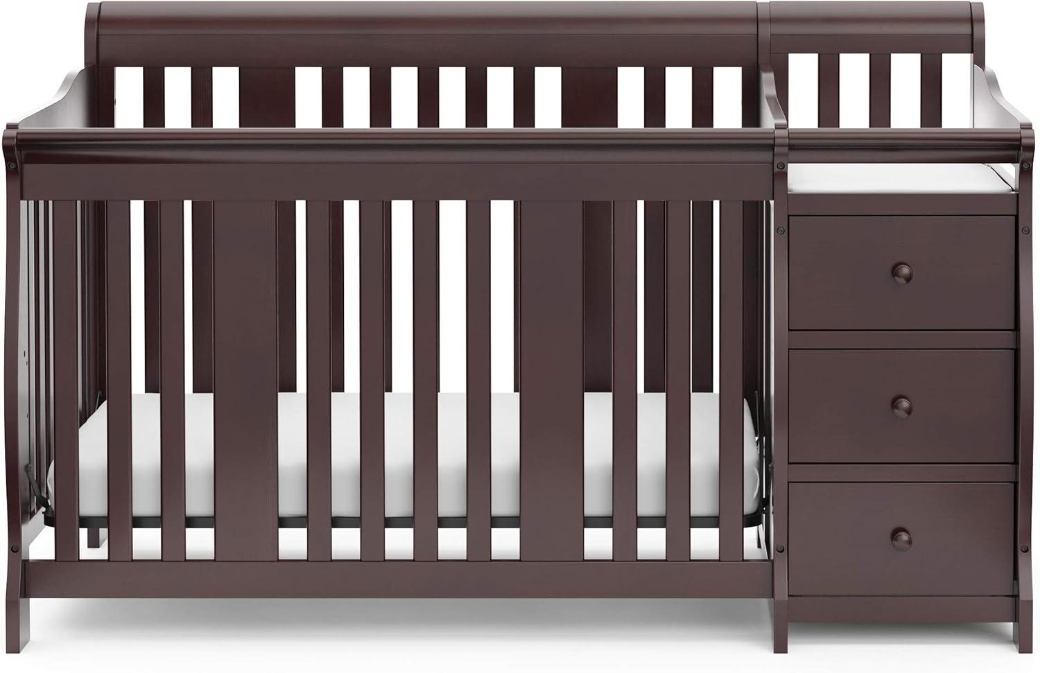 Storkcraft Portofino 5-in-1 Convertible Baby Crib and Changer, Espresso