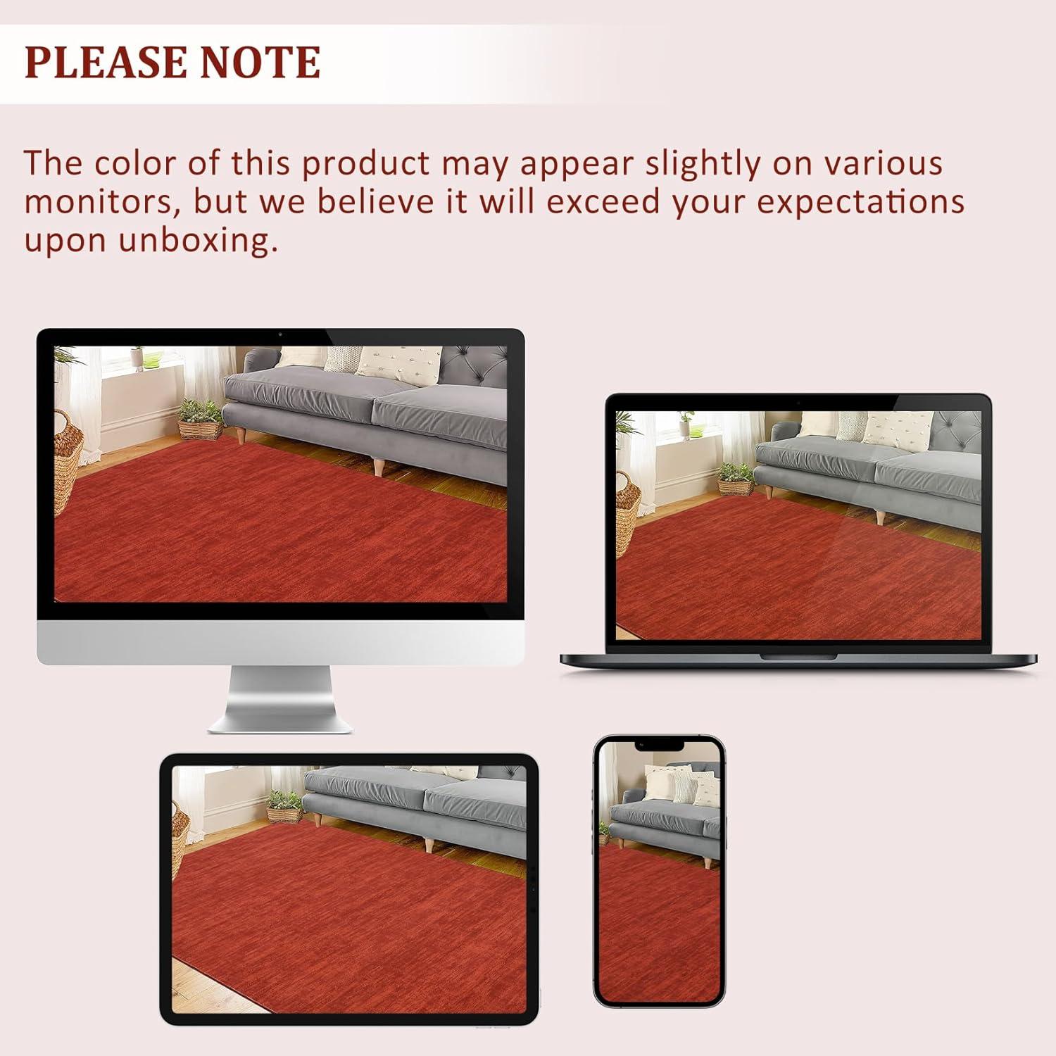 Garvee 9' x 12' Large Machine Washable Area Rug Modern Solid Rug Non-Slip Low-Pile Contemporary Indoor Area Rug for Home Office Bedroom, Red