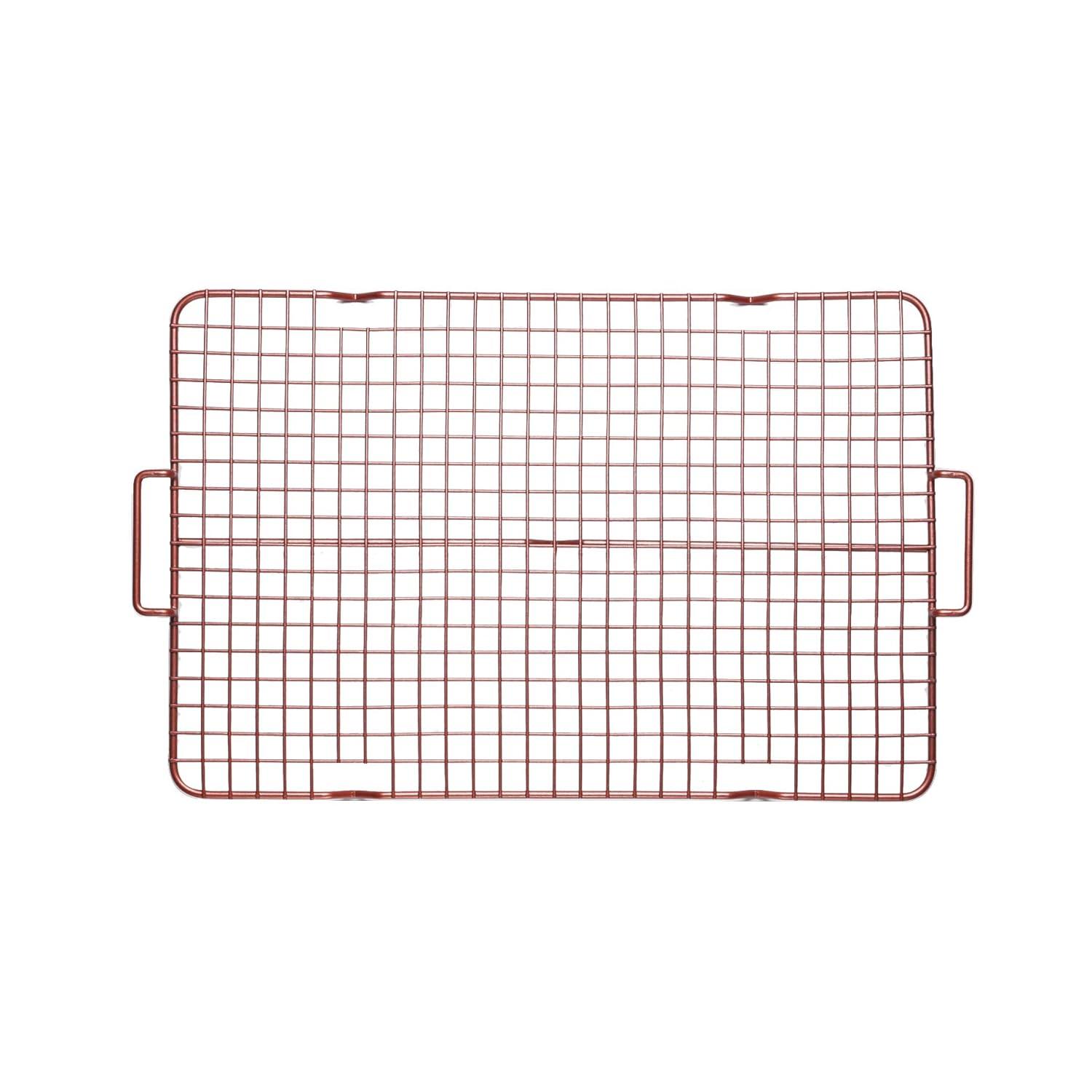 Silver Granite Non-Stick Cookie Sheet Set with Cooling Grid and Silicone Mat