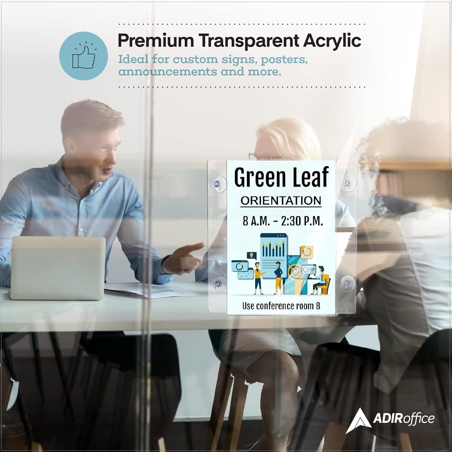 Clear Acrylic Window Sign Holder with Suction Cups, 8.5x11 Inch, 2 Pack